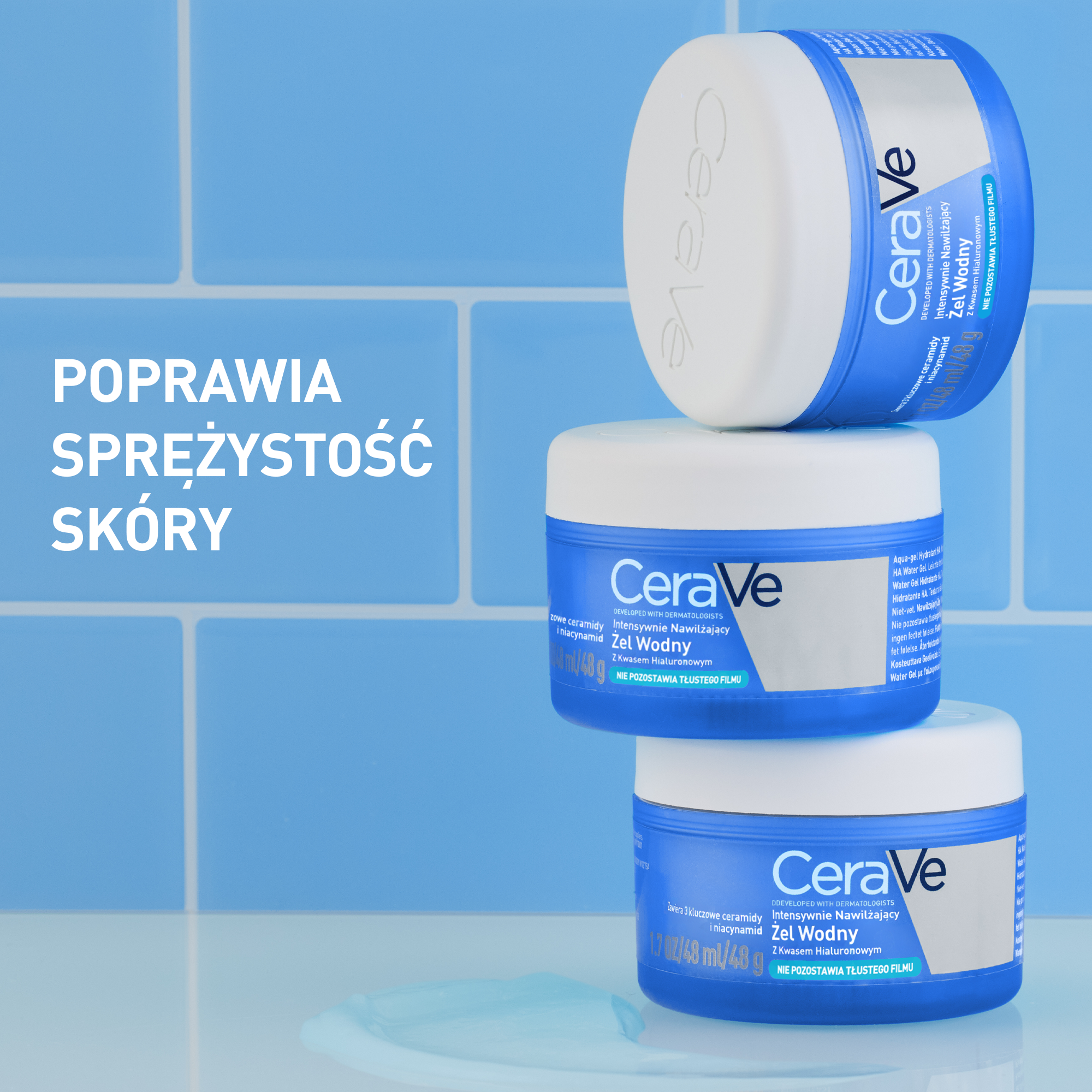 Cerave, intensywnie nawilżający żel wodny z kwasem hialuronowym, 48 ml