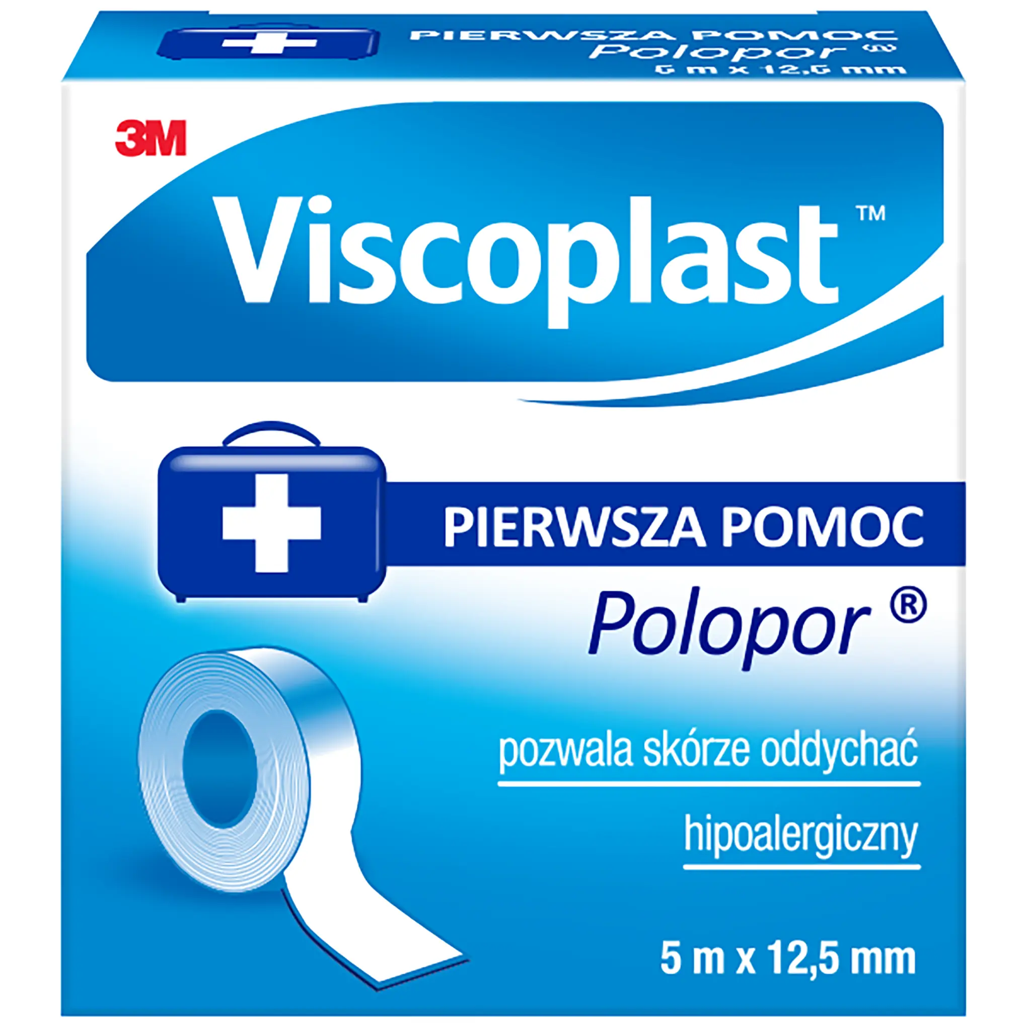 VIscoplast Pierwsza pomoc Polopor przylepiec włókninowy 5m x 12,5mm 1 sztuka