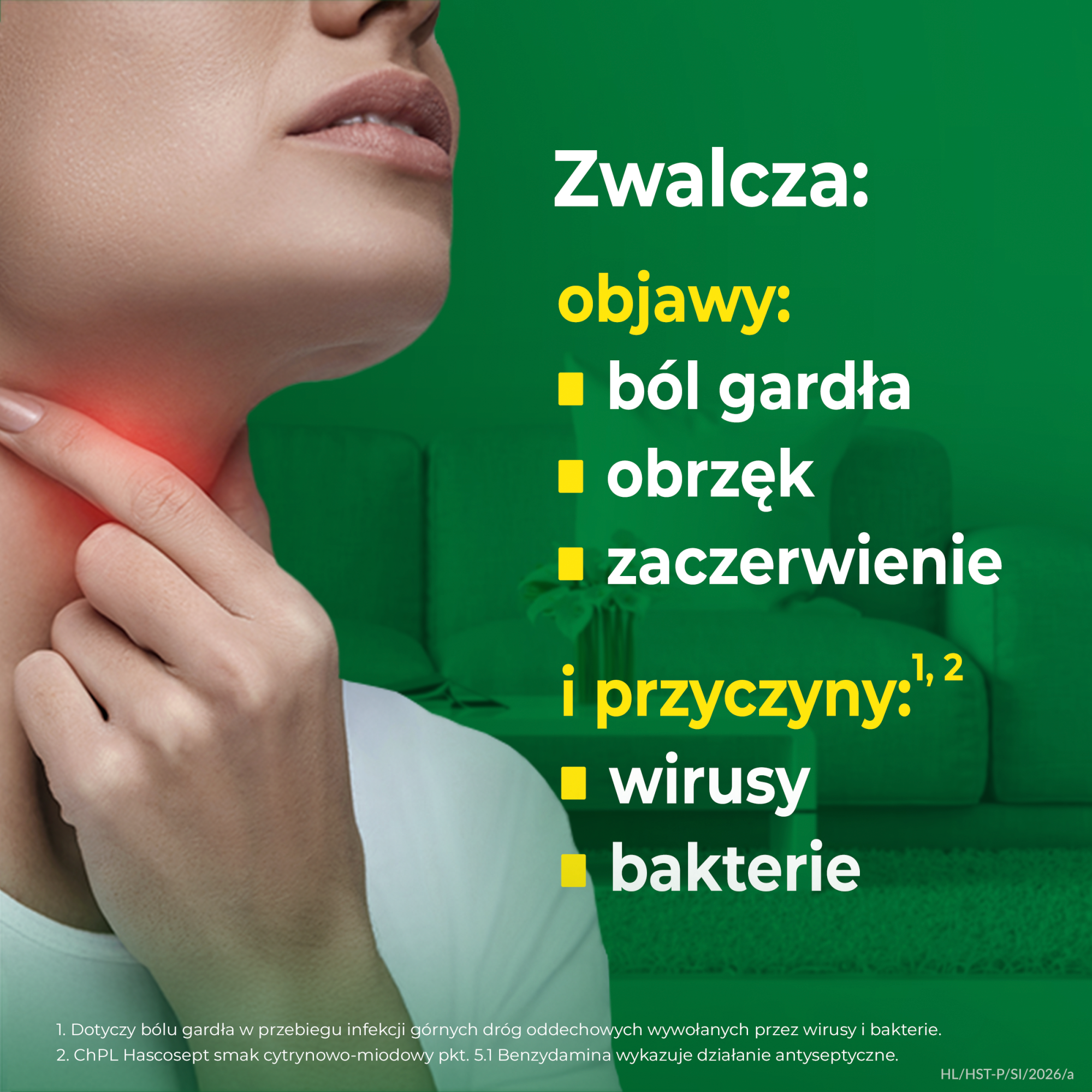 Hascosept smak cytrynowo-miodowy, 24 past. Na ból gardła, cena, opinie, dawkowanie