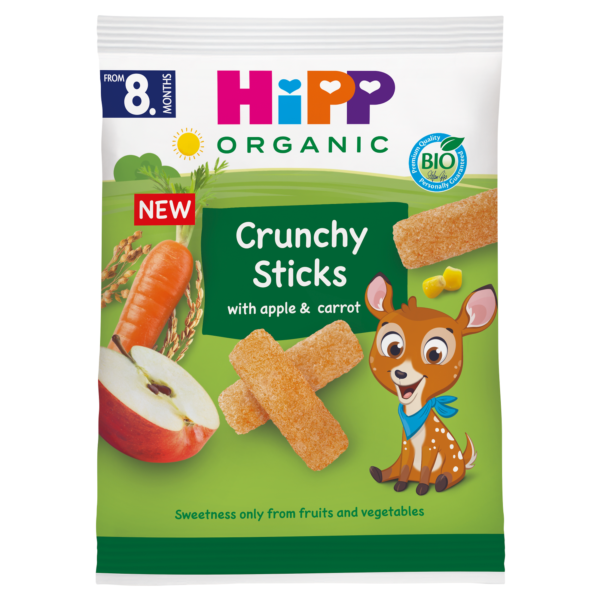 Hipp, Chrupiące pałeczki jabłkowo-marchewkowe BIO, 30 g