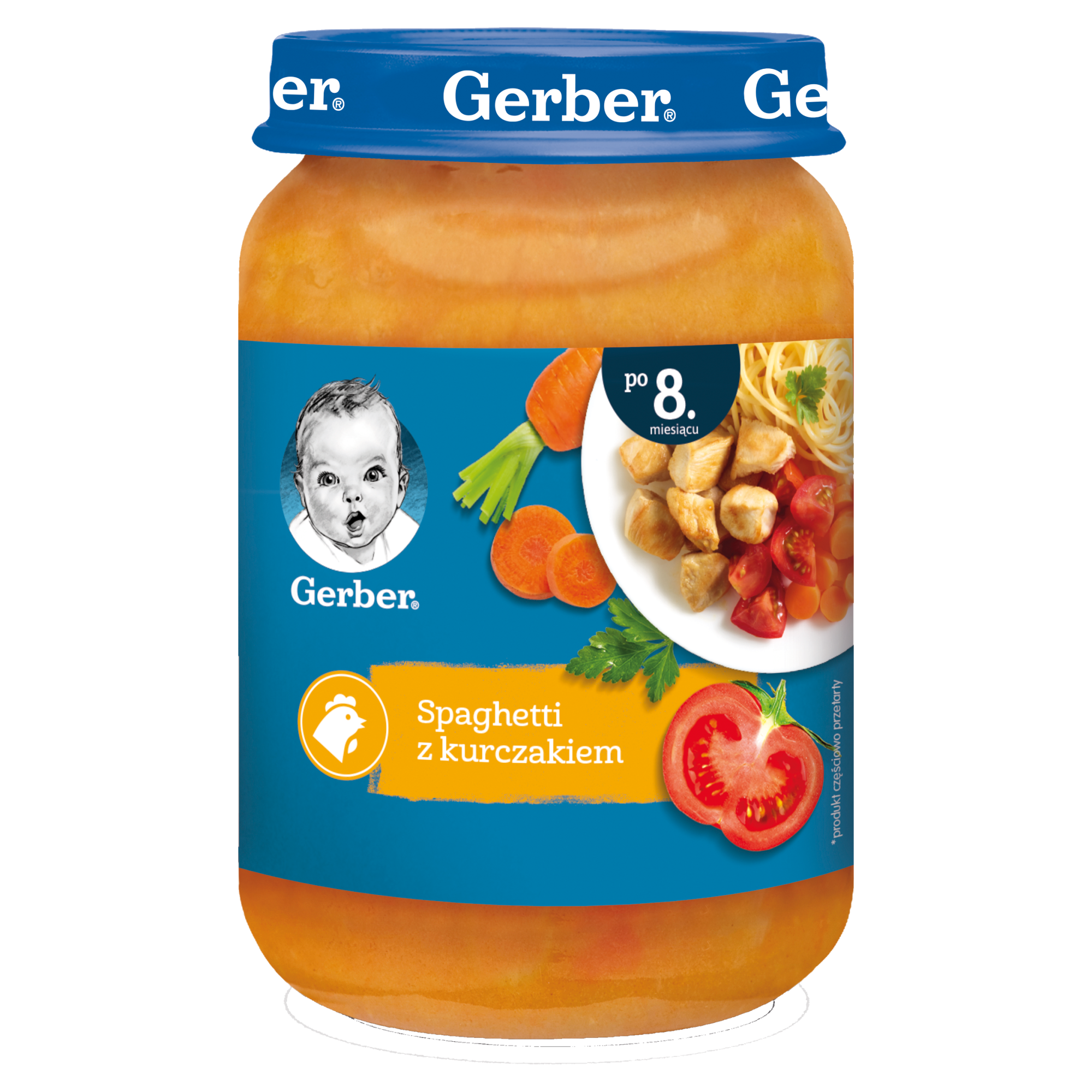 GERBER Obiadek spaghetti z kurczakiem po 8 miesiącu - 190 g zdjęcie
