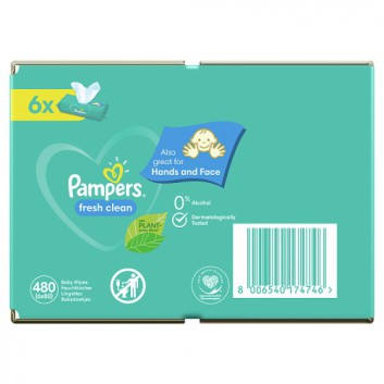Pampers Fresh Clean chusteczki nawilżane, 6 x 80 szt.  
skład