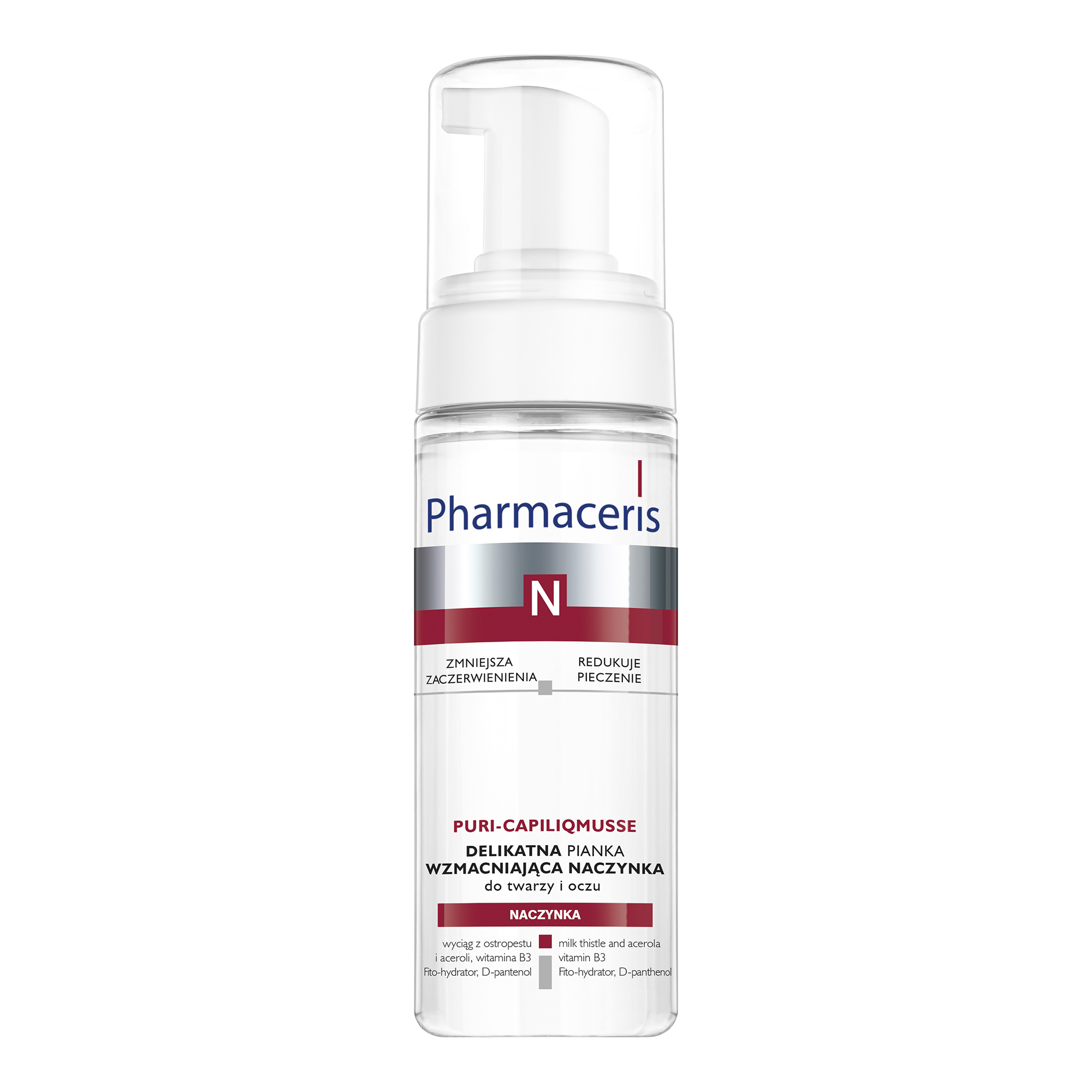 Pharmaceris N Puri-Capiliqmusse, delikatna pianka wzmacniająca naczynka, do mycia twarzy i oczu, 150 ml zdjęcie