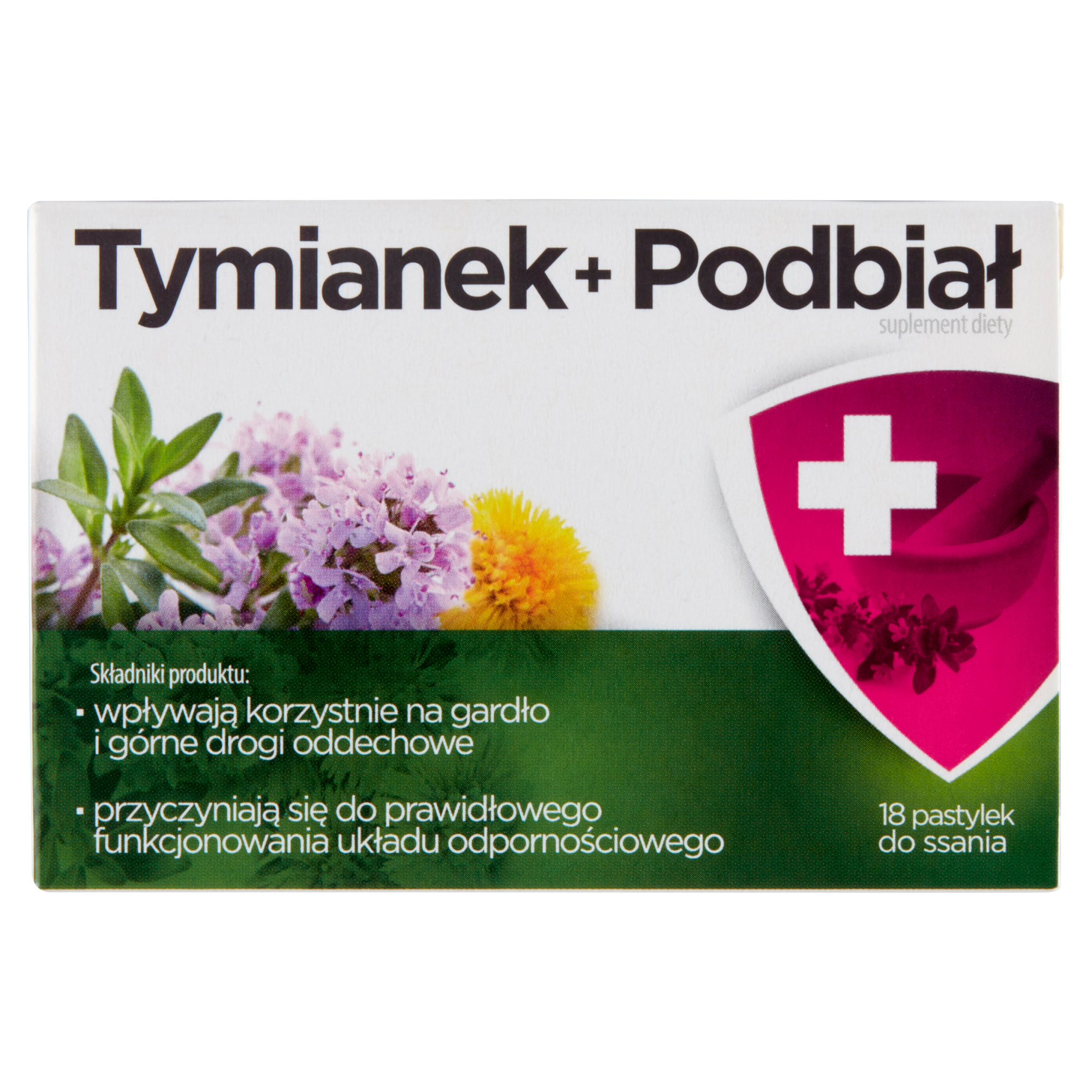 Aflofarm, Tymianek Podbiał, pastylki do ssania, 18 sztuk zdjęcie