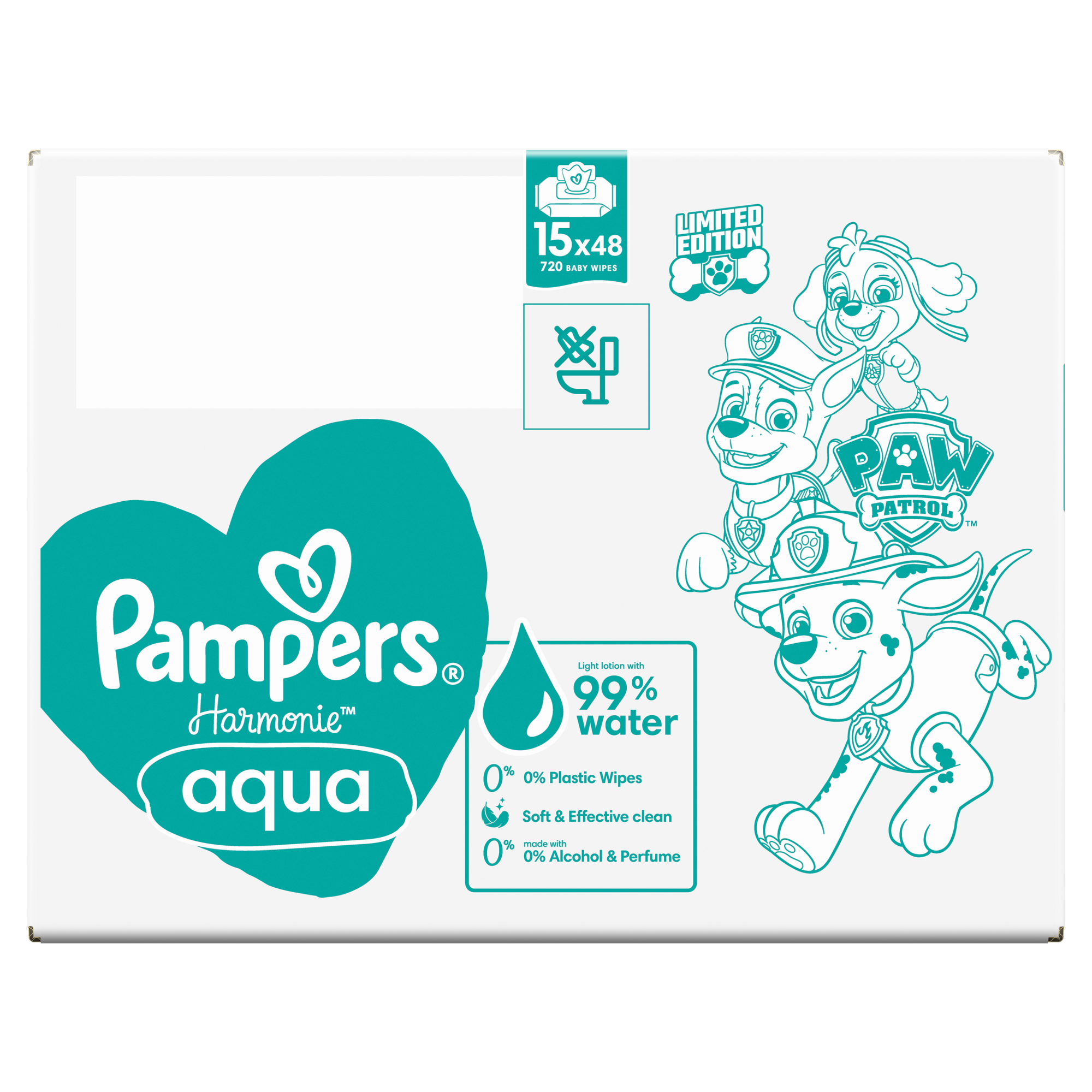 Pampers Harmonie Aqua, Chusteczki nawilżane dla dzieci, 15 opakowań zdjęcie