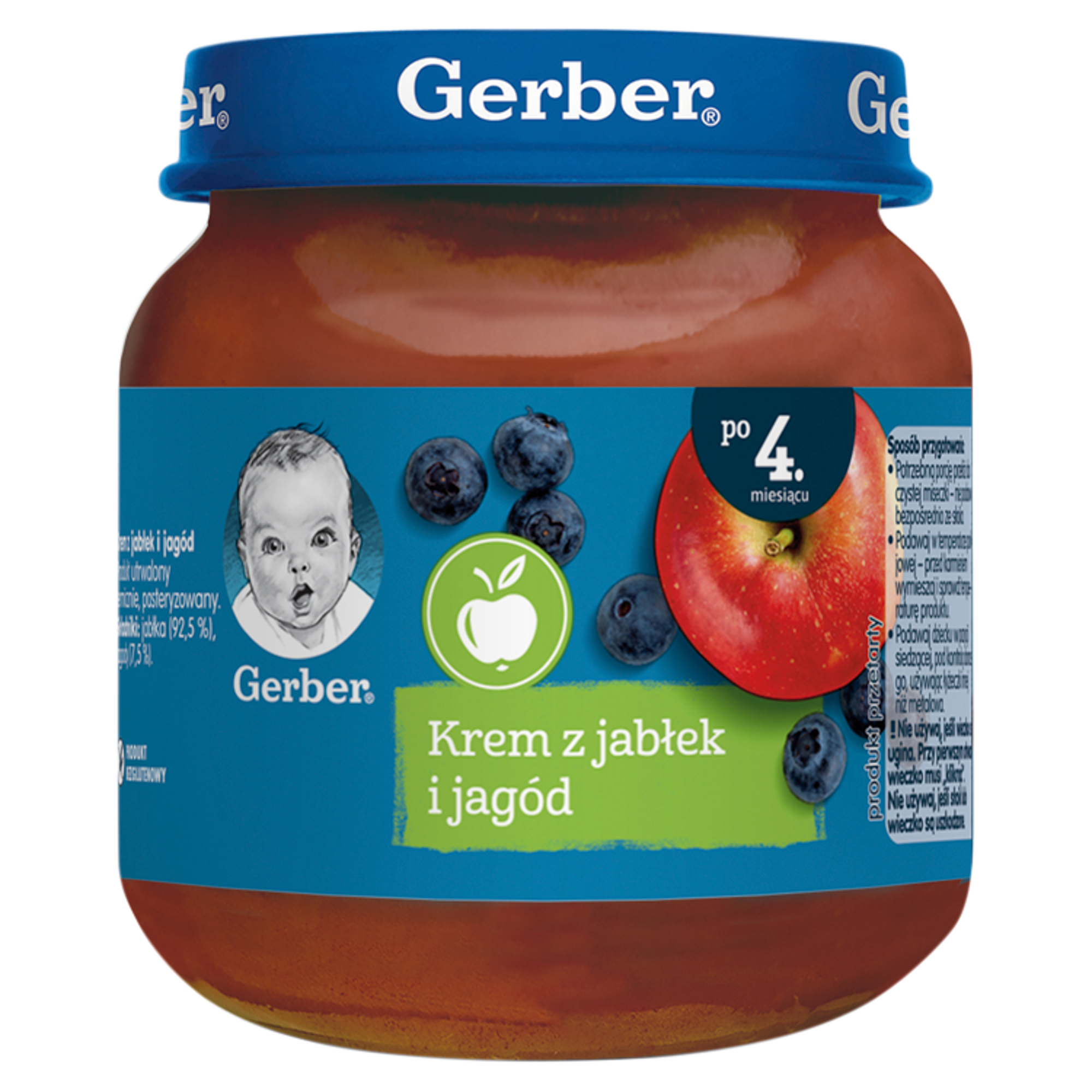 Nestlé Gerber Deserek Krem z jabłek i jagód po 4 miesiącu 125 g zdjęcie