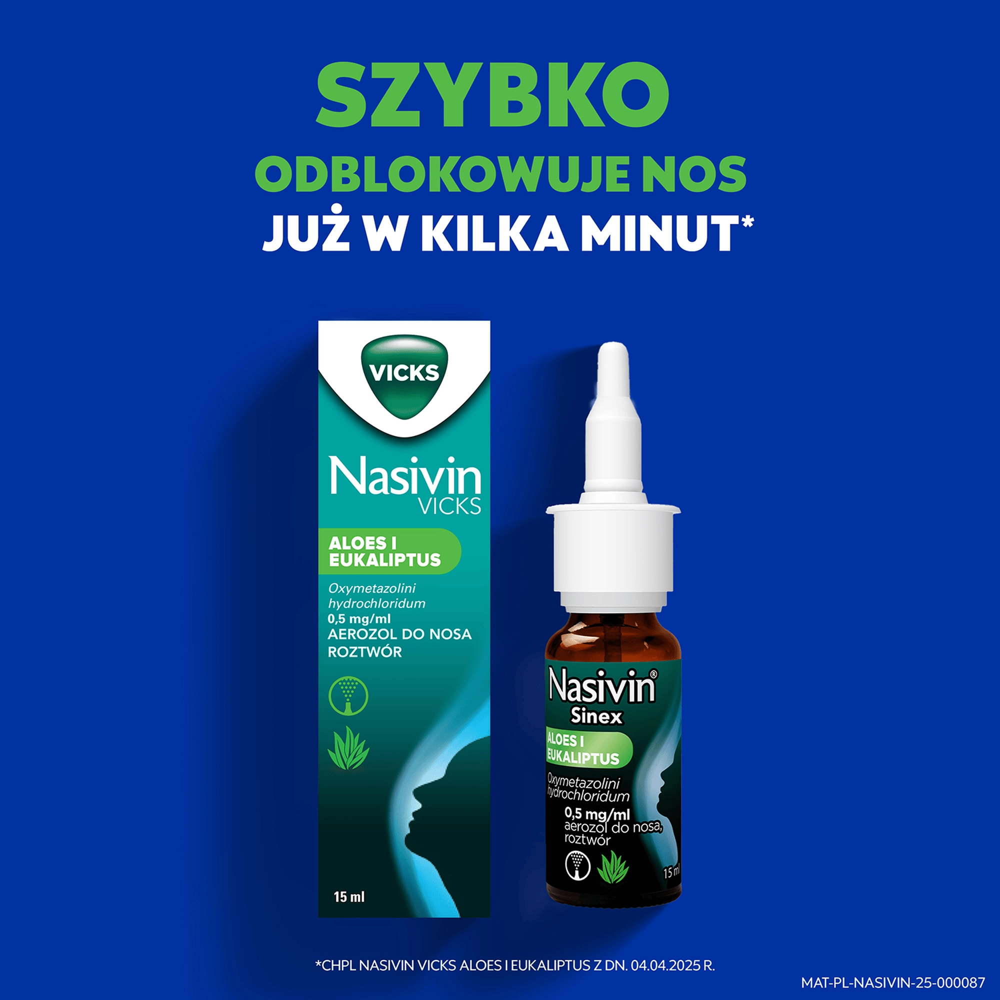 NASIVIN Sinex Aloes i Eukaliptus, aerozol do nosa, 15 ml 