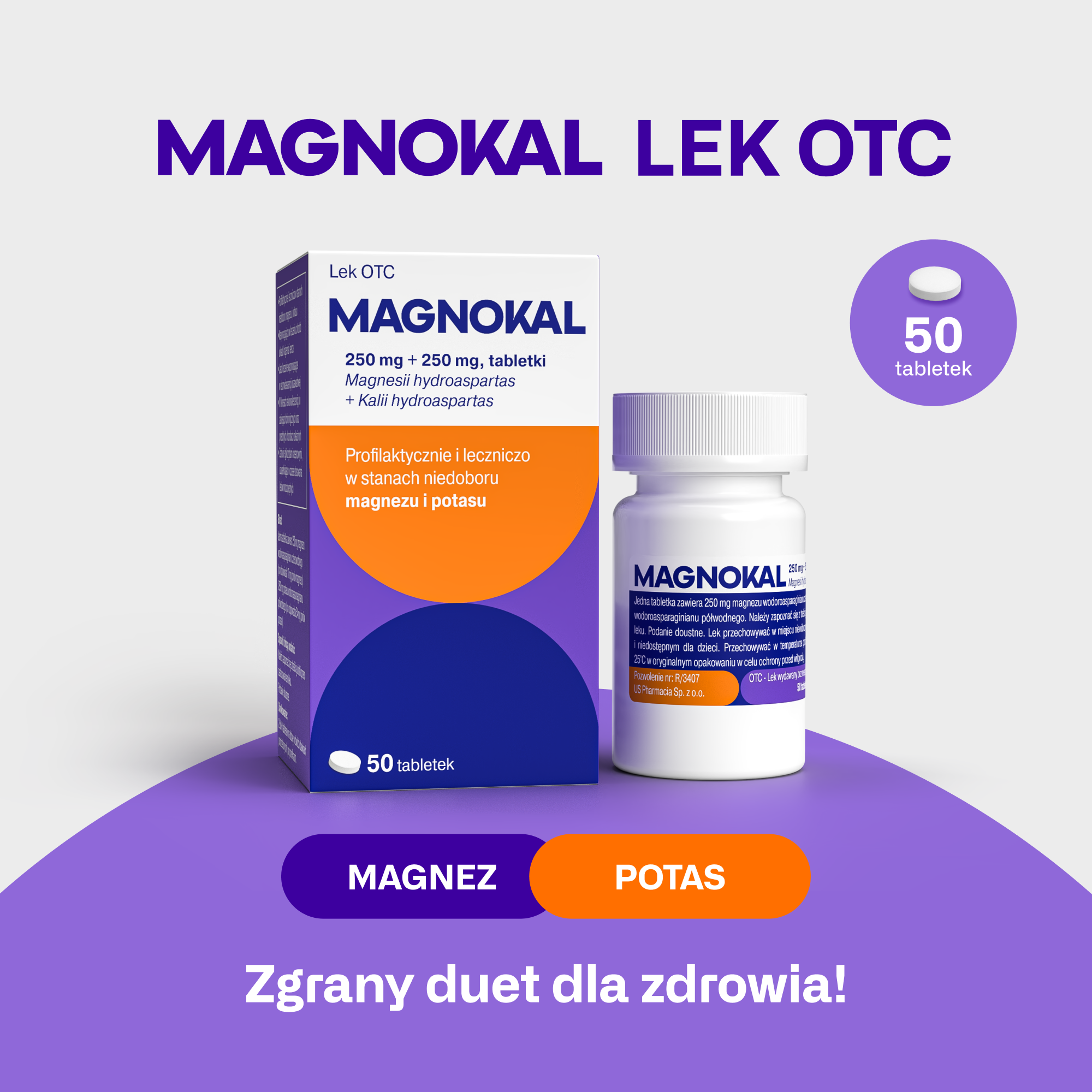 Teva Magnokal Asparaginian 250 mg + 250 mg 50 tabletek 