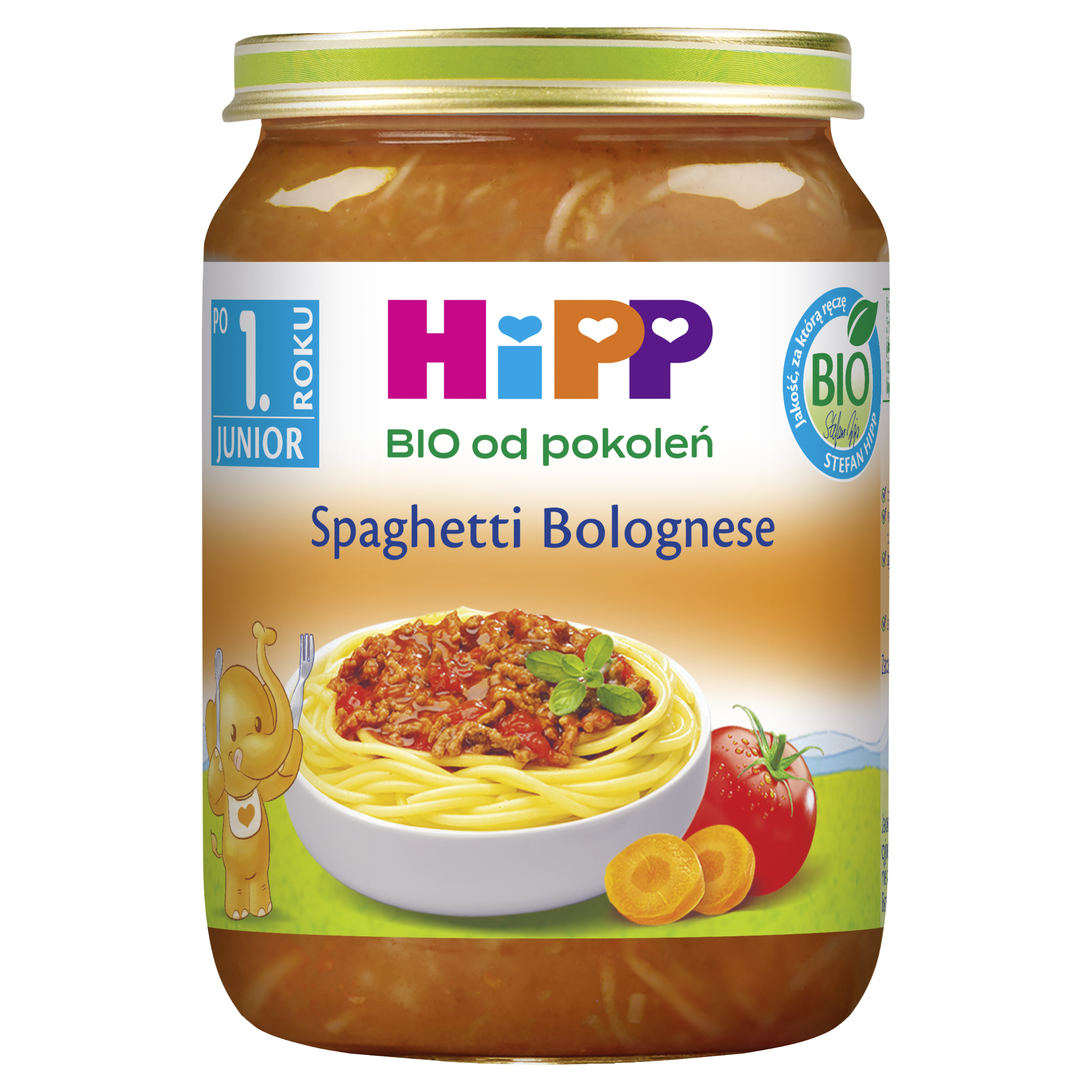 HiPP BIO od pokoleń, Spaghetti Bolognese, po 12. m-cu, 250 g, cena, opinie, składniki zdjęcie