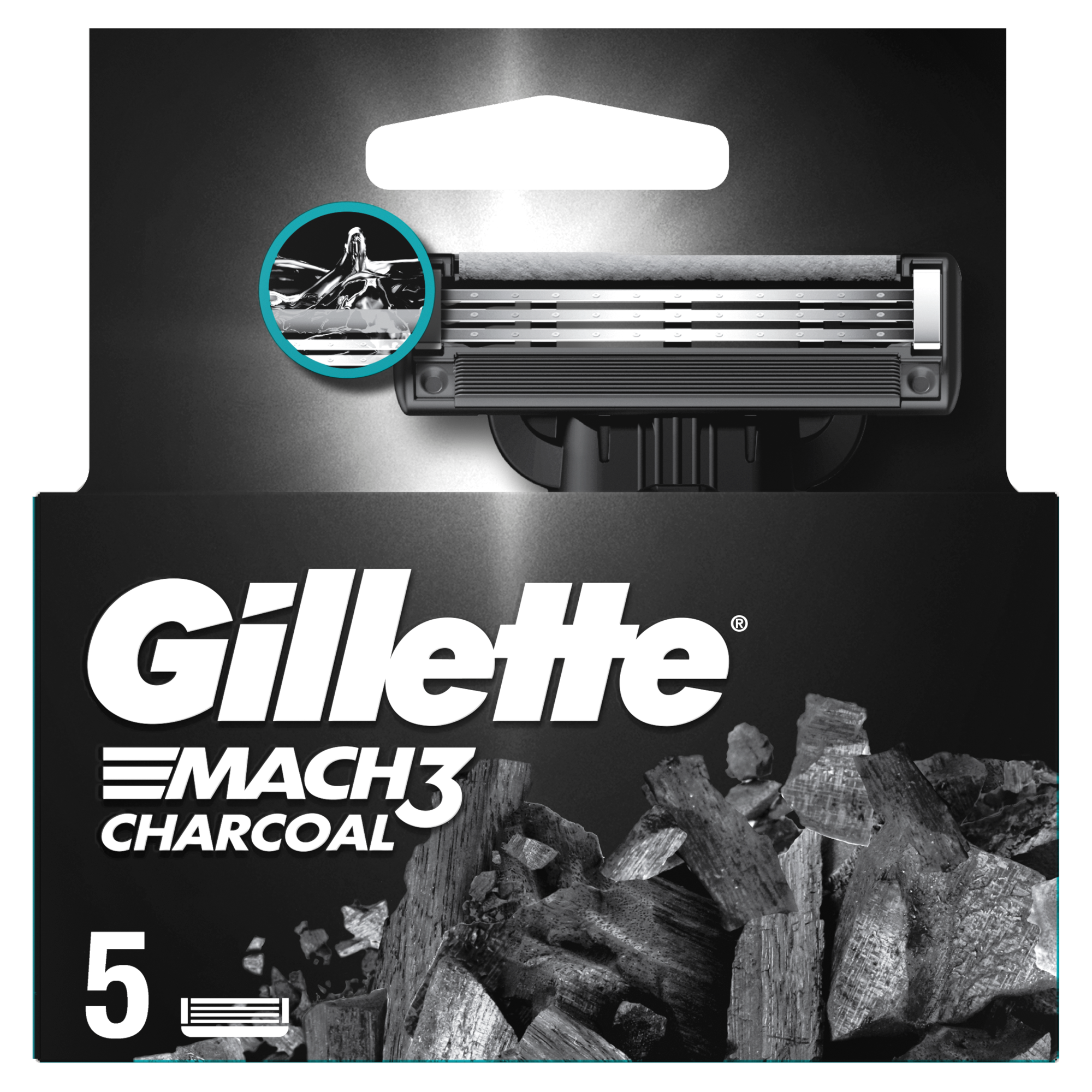 Gillette Mach3 Charcoal Ostrza wymienne do maszynki dla mężczyzn, 5 sztuk zdjęcie