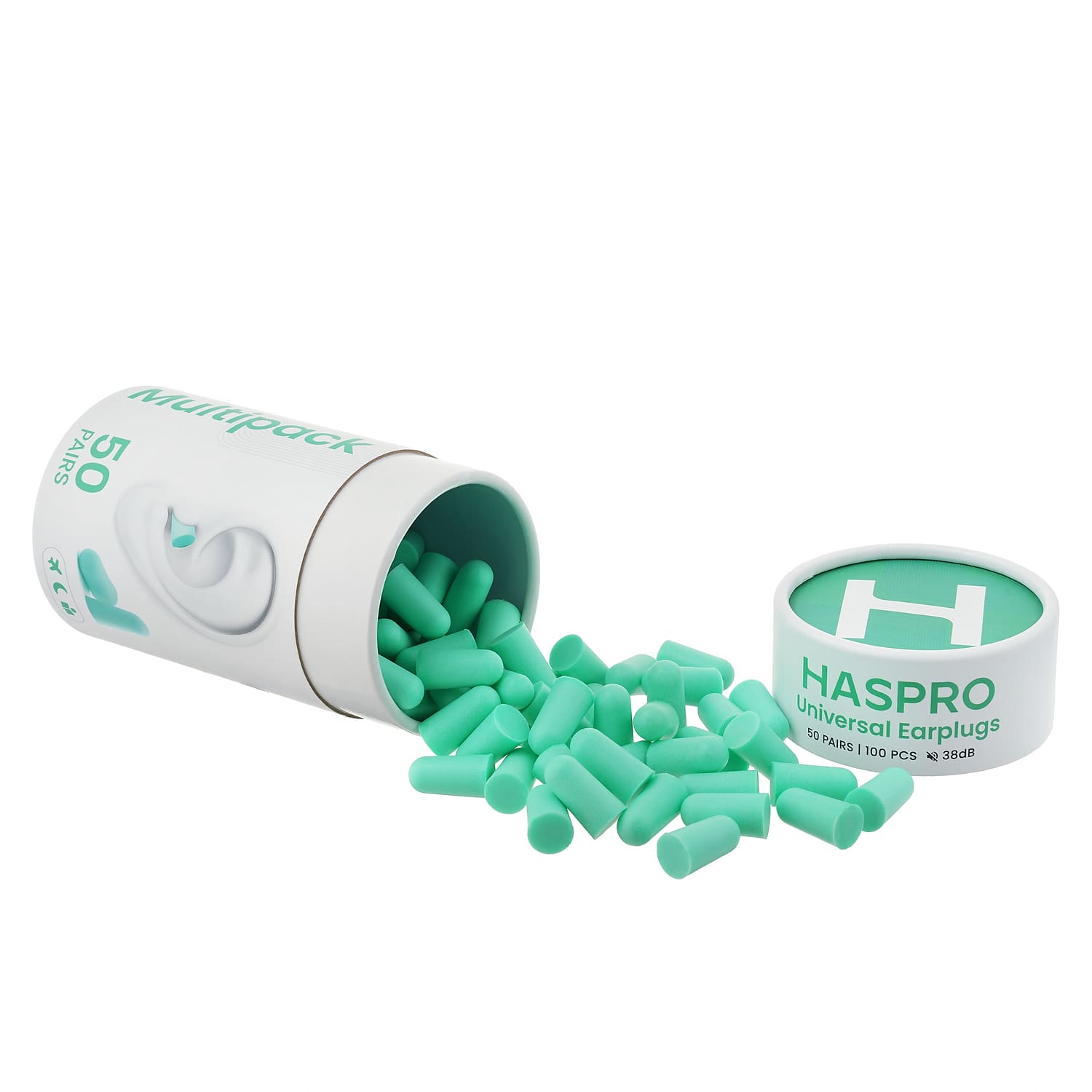 Stopery do uszu jednorazowe Haspro Tube50 miętowe 50 par