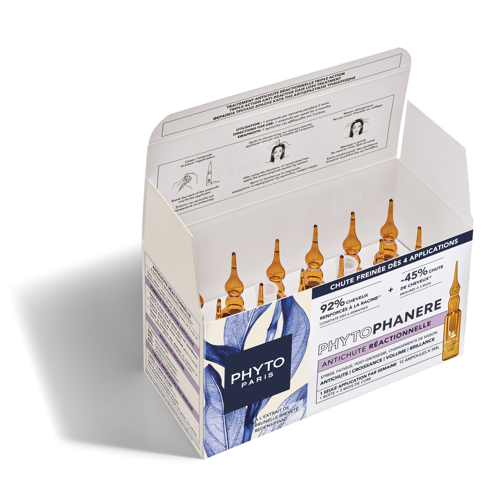 Phyto, Phytophanere, kuracja przeciw reakcyjnemu wypadaniu włosów, ampułki, 12 ml x 12 sztuk