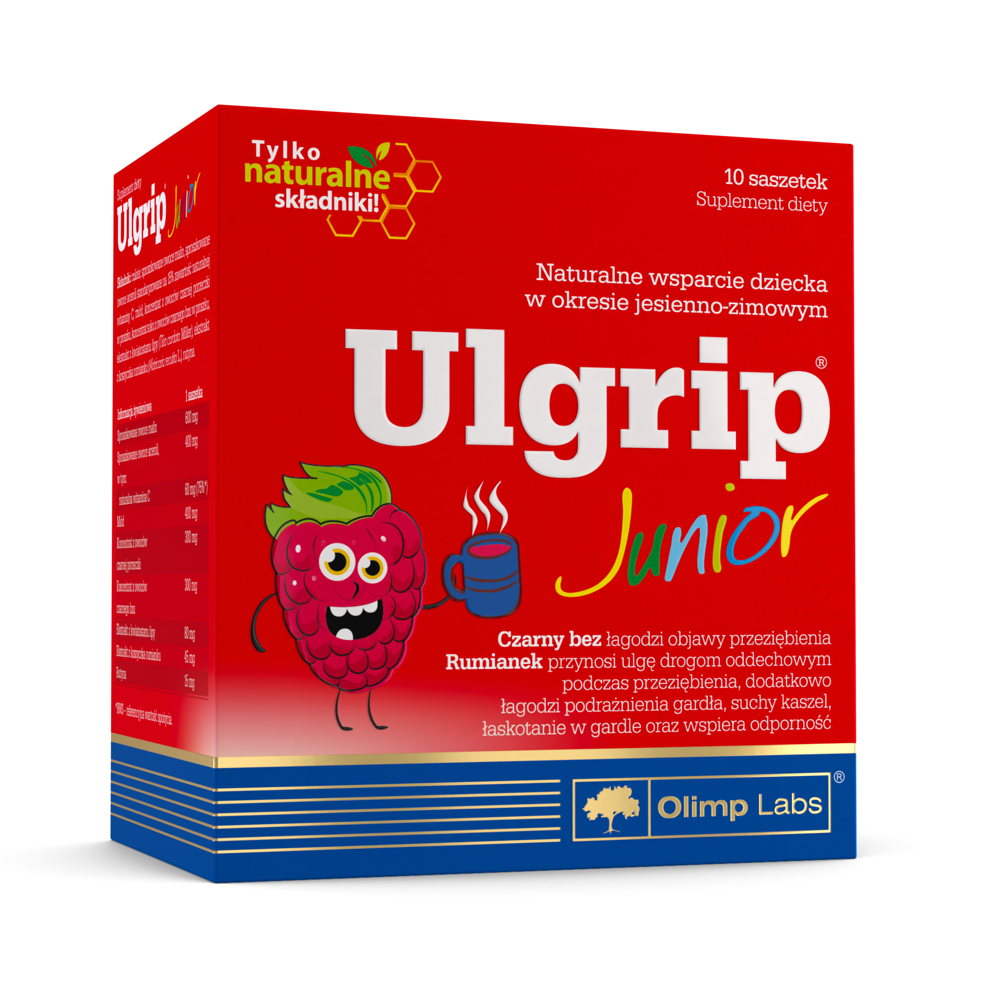 Olimp, Ulgrip Junior o smaku malinowym, proszek, 10 saszetek zdjęcie