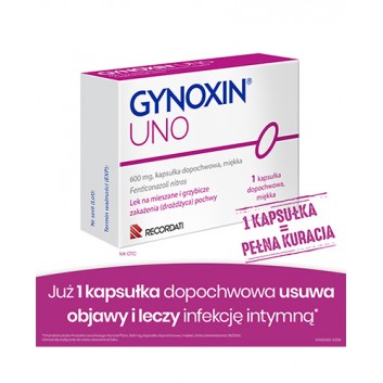 Gynoxin Uno, 600 mg, kapsułki dopochwowe, miękkie, 1 sztuka
