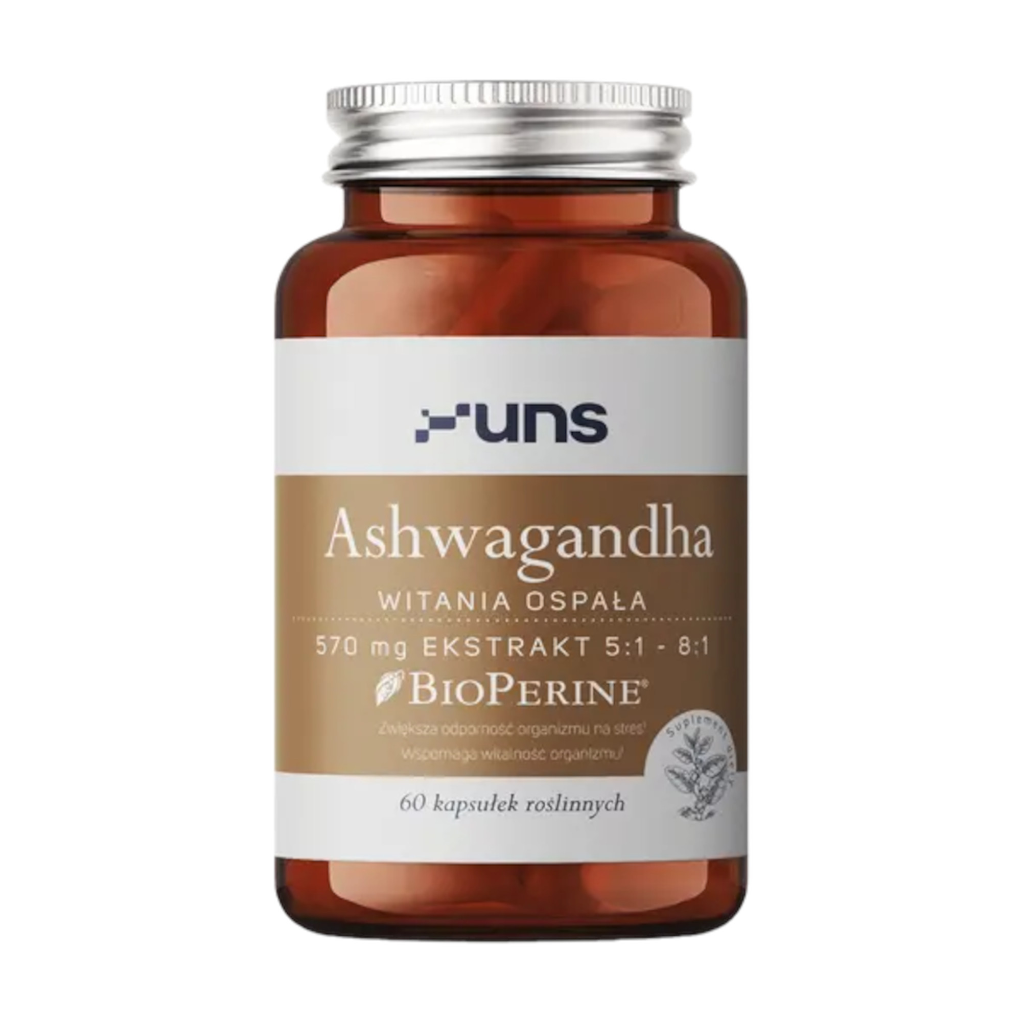 UNS Ashwagandha + Bioperine, kapsułki, 60 sztuk zdjęcie