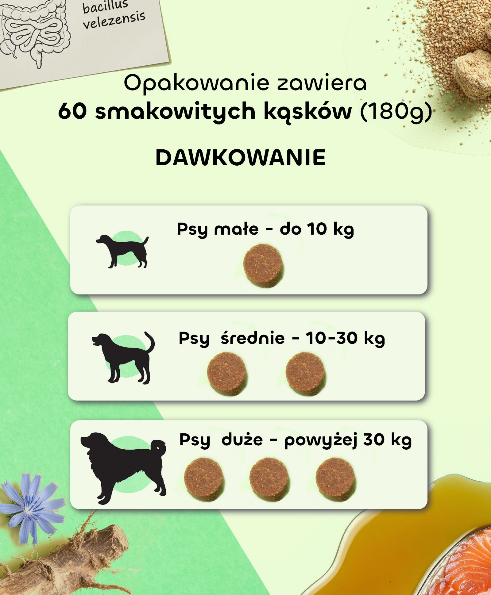 Rogers Labs, Układ Pokarmowy, kąski dla psa, 60 sztuk