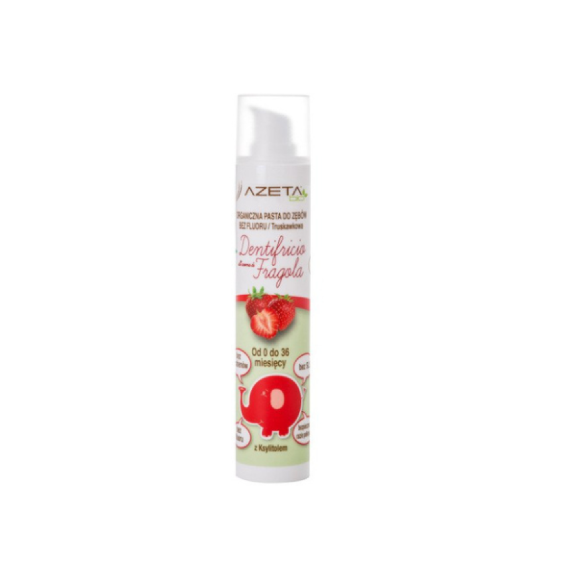 AZETA BIO Organiczna pasta do zębów bez fluoru dla dzieci 0-36M truskawkowa - 50 ml zdjęcie