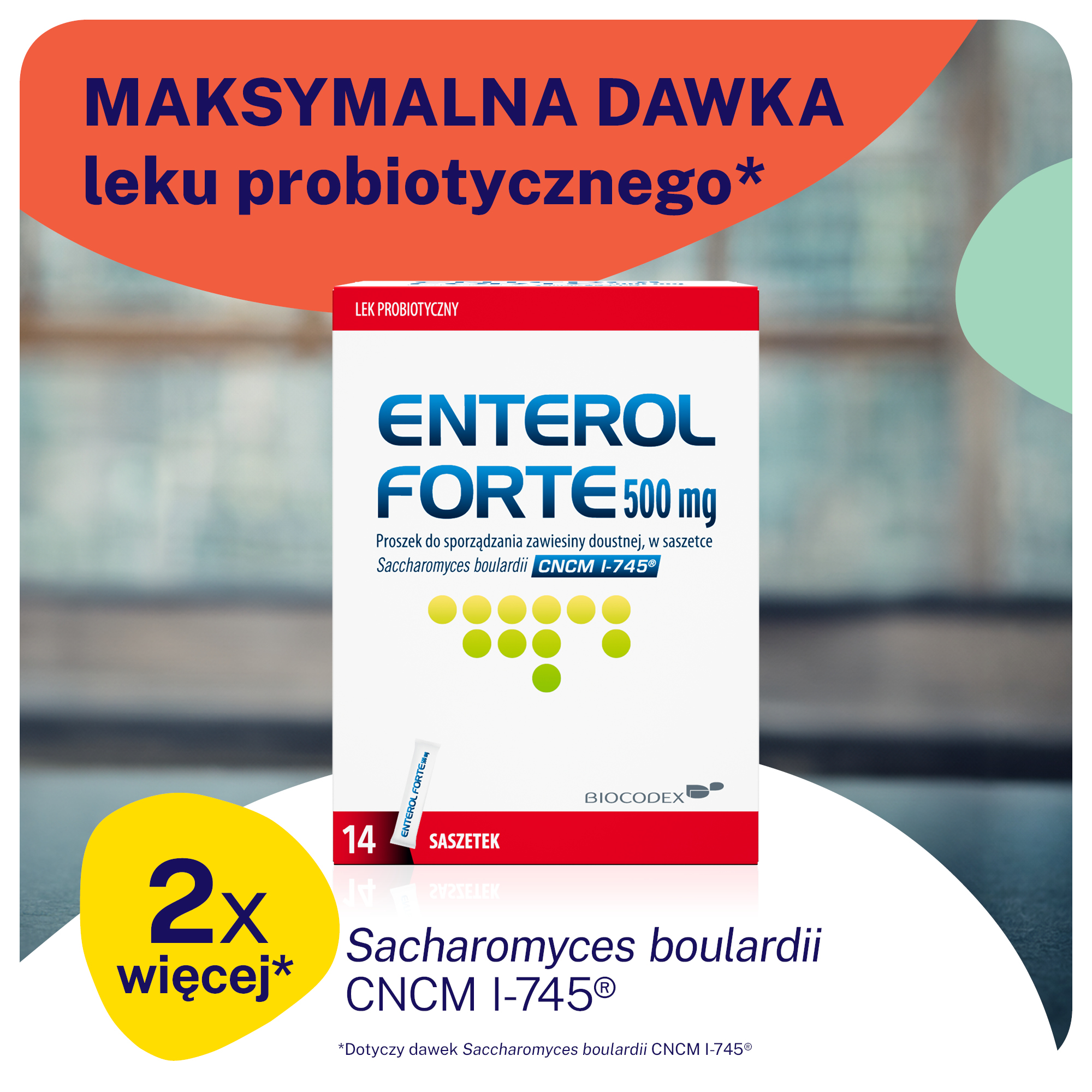 Enterol Forte Saccharomyces boulardii 500 mg, proszek, 14 saszetek