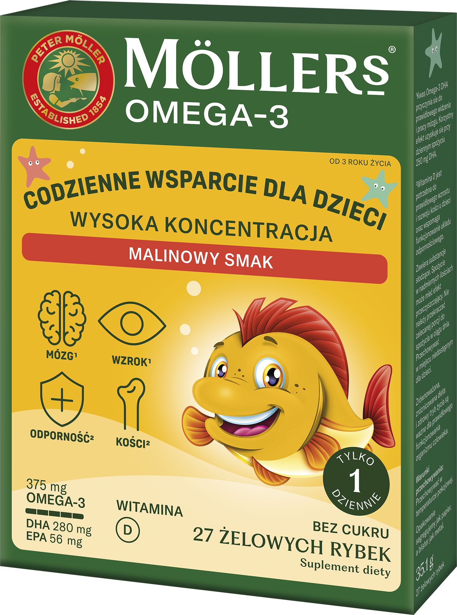 Moller’s Omega-3 Rybki Wysoka koncentracja malinowy smak, 27 sztuk zdjęcie