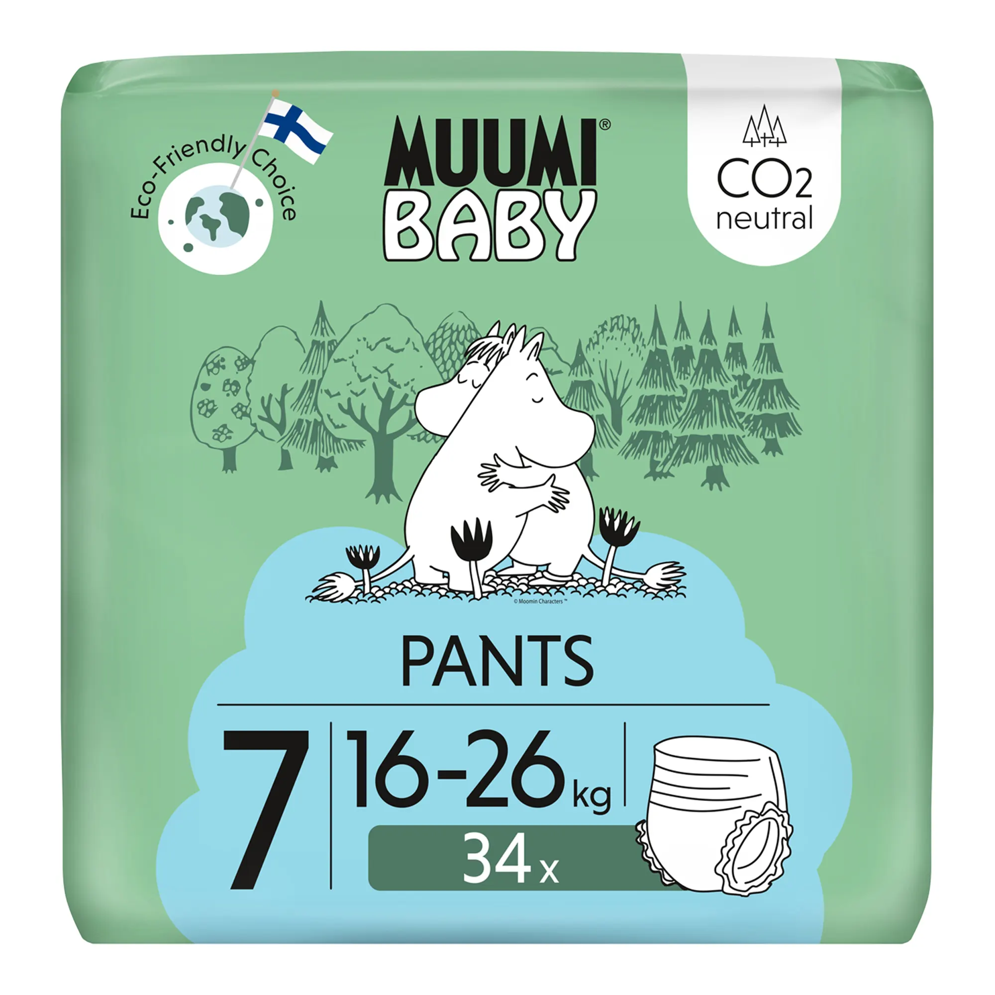 Muumi Baby Pants pieluchomajtki 7 XL 16-26 kg, 34 sztuki zdjęcie
