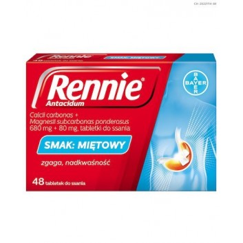 Rennie Antacidum smak miętowy 48 tabletek do ssania