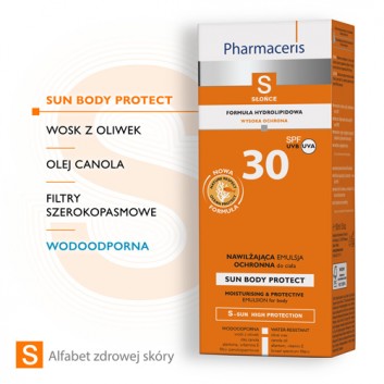 PHARMACERIS S SUN BODY PROTECT Nawilżająca emulsja ochronna do opalania ciała SPF30 150 ml
