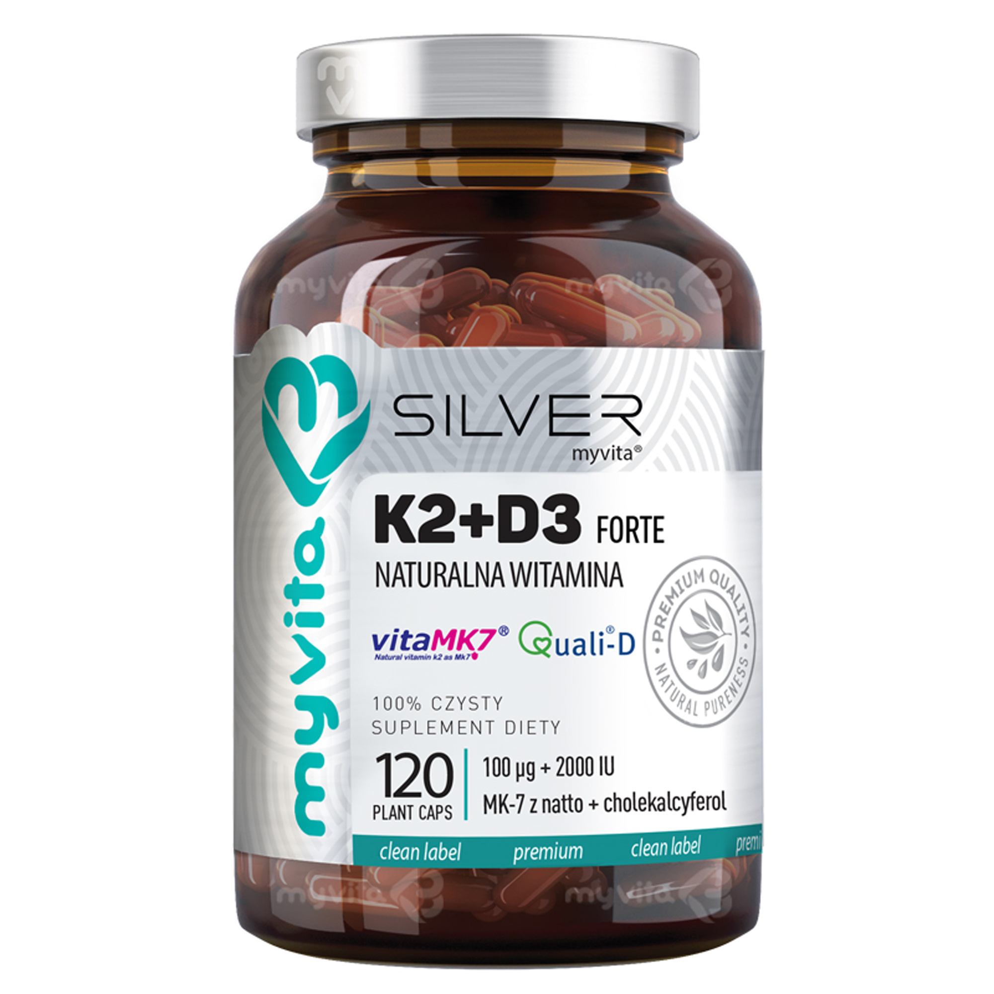 MYVITA SILVER Witamina K2+D3 Forte 100 mcg + 2000 j.m. - 120 kaps. zdjęcie