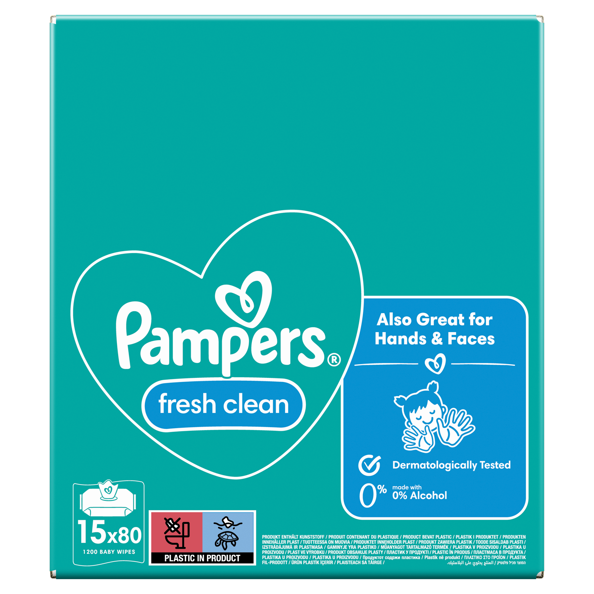 Pampers Fresh Clean, chusteczki nawilżane, 15 x 80 sztuk zdjęcie