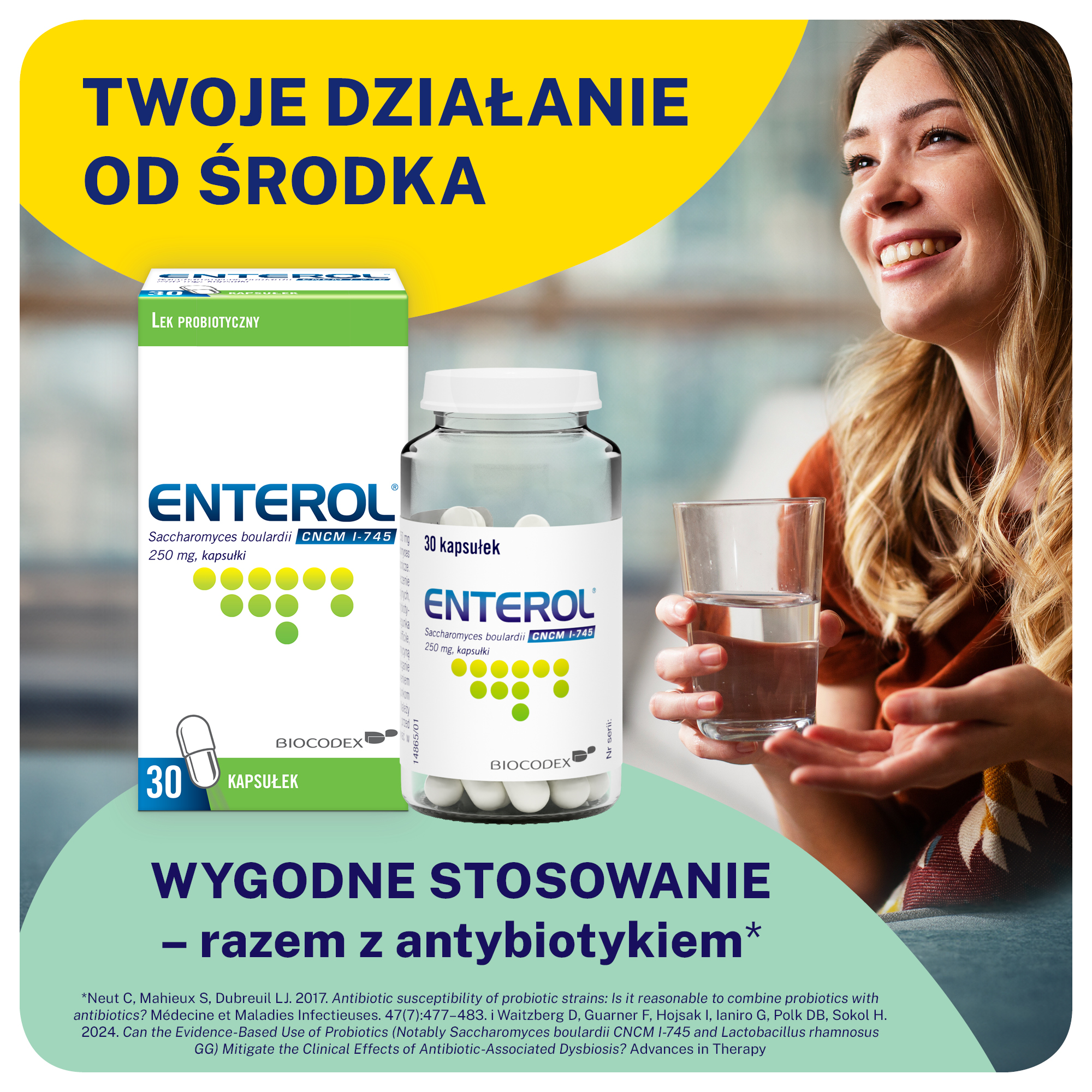 Enterol Saccharomyces boulardii 250 mg, 30 kapsułek