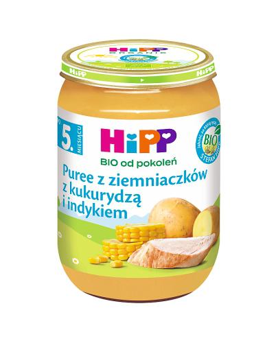 HiPP BIO od pokoleń, Puree z ziemniaczków z kukurydzą i indykiem, po 5. m-cu, 190 g, cena, opinie, właściwości zdjęcie
