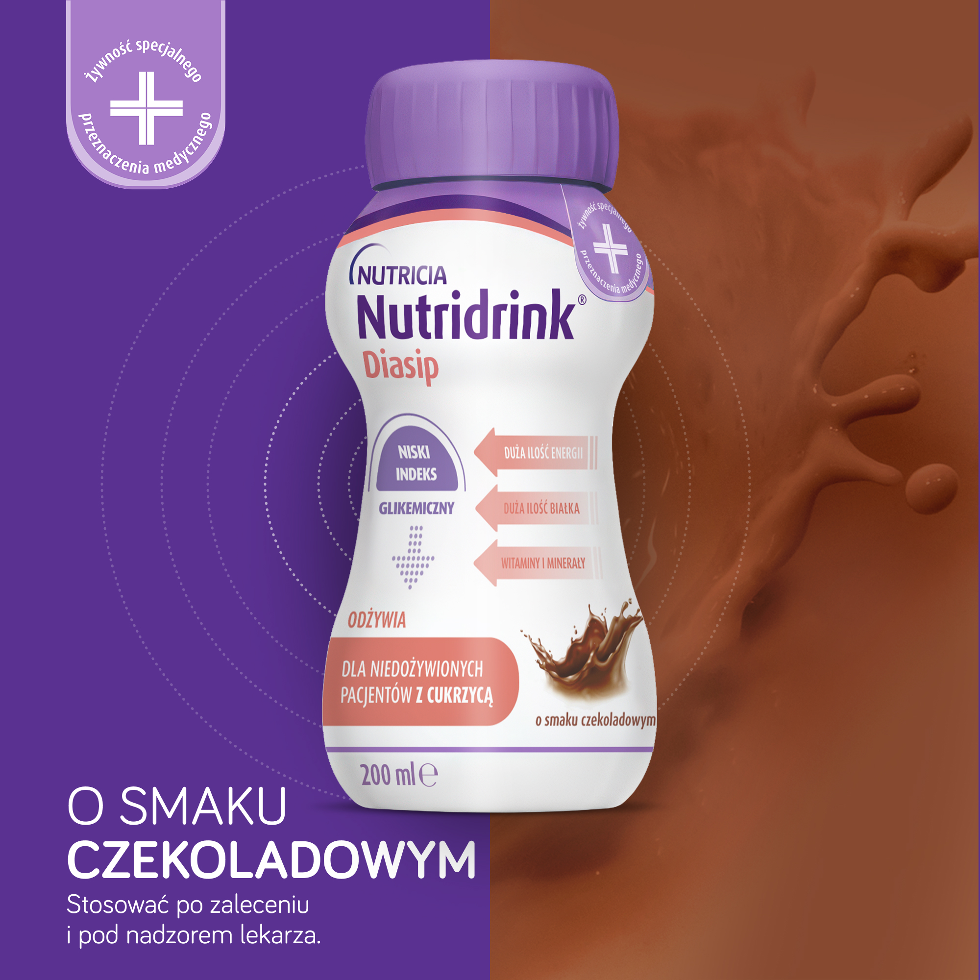Nutridrink Diasip o smaku czekoladowym, płyn, 4 x 200 ml