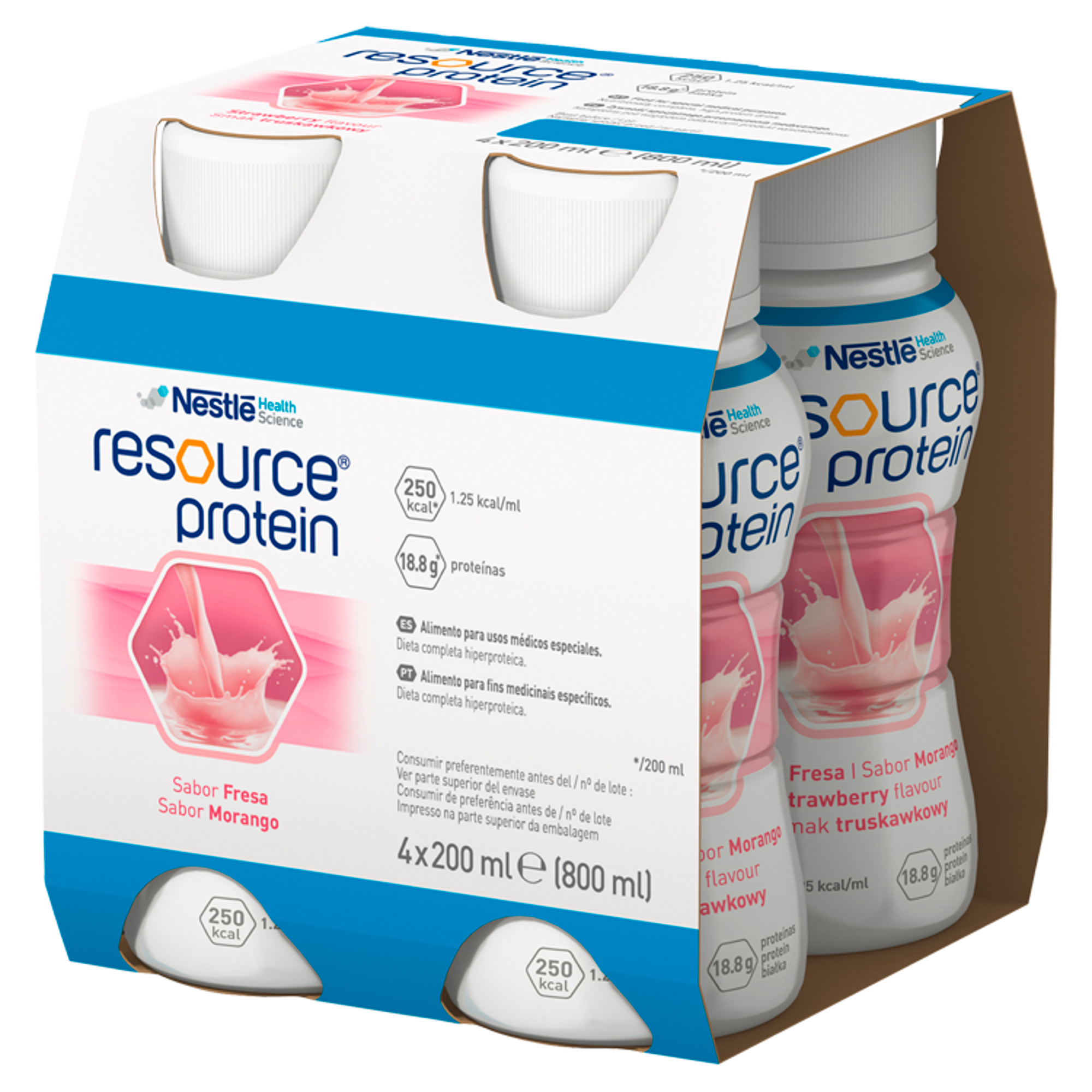 Resource Protein preparat odżywczy w płynie smak truskawkowy 4x 200 ml zdjęcie