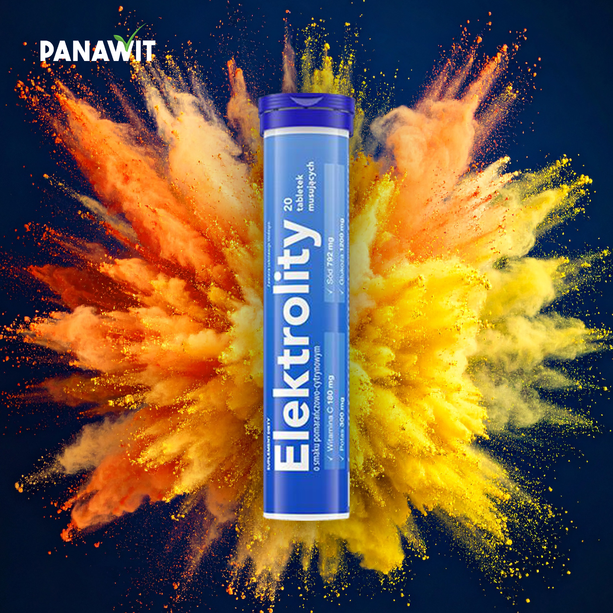 Elektrolity smak pomarańczowo-cytrynowy, 20 tabletek musujących