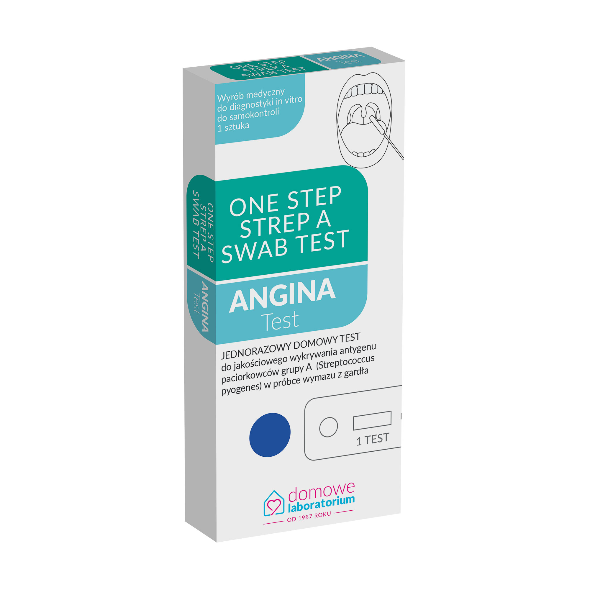 Domowe Laboratirium Angina Strep A Test do wykrywania paciorkowca grupy A 1 sztuka zdjęcie