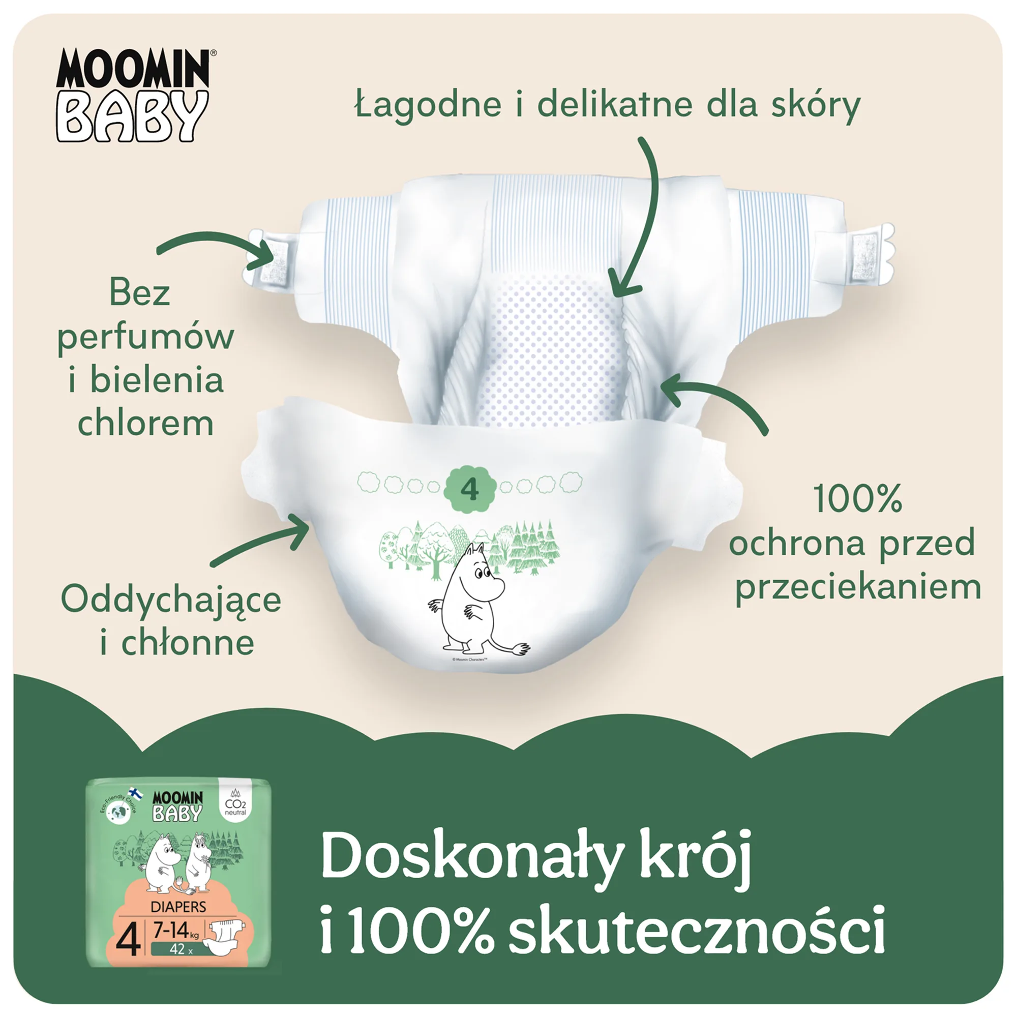 Moomin Baby 4 Maxi pieluszki 7-14 kg 126 sztuk