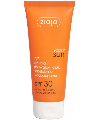 Ziaja Sopot Sun emulsja do twarzy i ciała fotostabilna wodoodporna SPF 30 100 ml zdjęcie