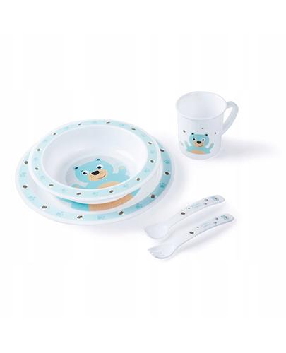 CANPOL BABIES Plastikowy zestaw stołowy Cute Animals 4/401, kolor turkusowy - 1 szt. zdjęcie