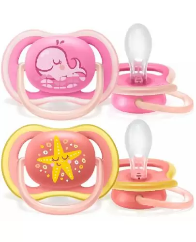Avent Ultra Air Smoczek uspokajający 6-18 m girl AIR WHALE/STAR  scf 085/04, 2 szt., cena, opinie, właściwości  zdjęcie