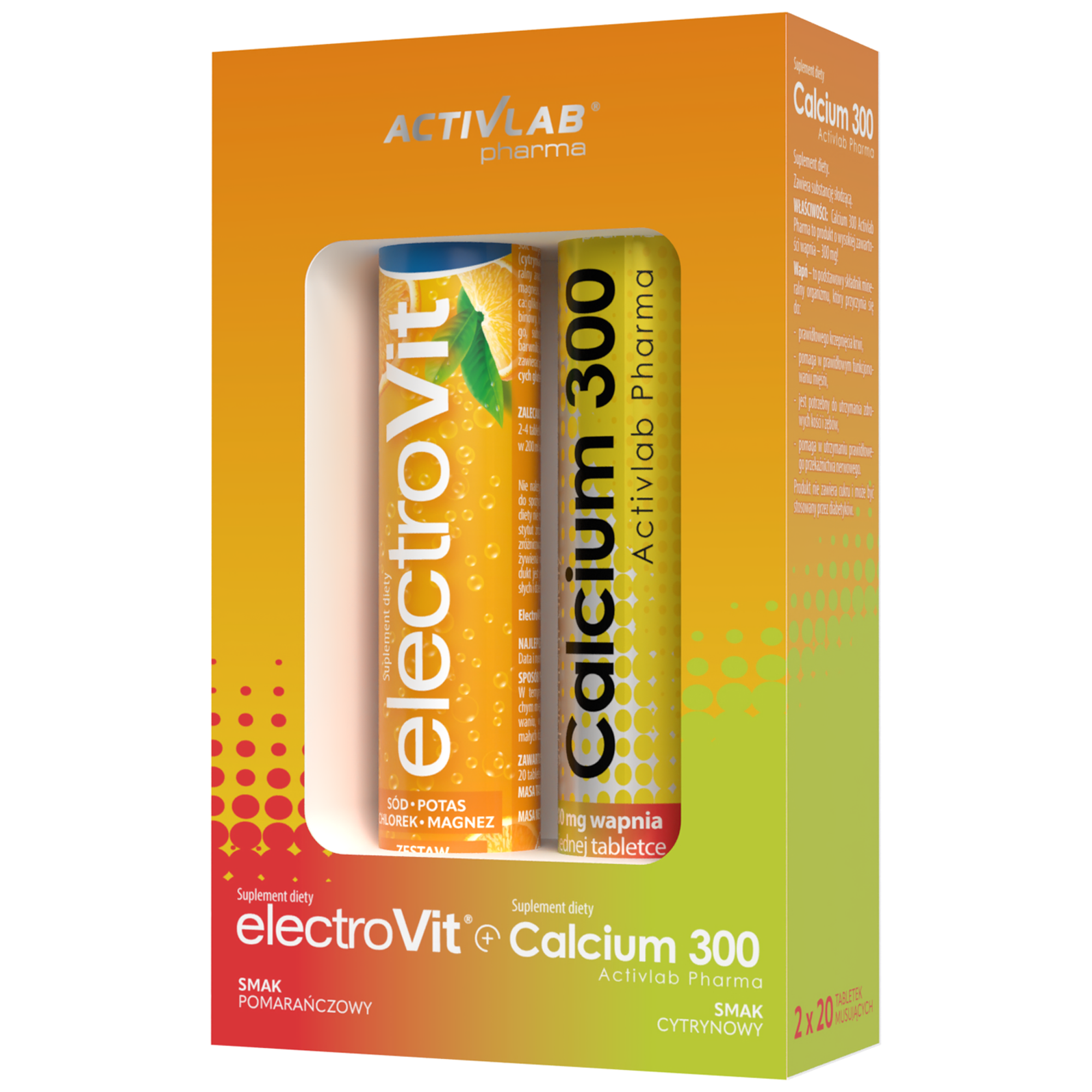 ActivLab Pharma, Dwupak ElectroVit pomarańcza + Calcium 300 cytryna