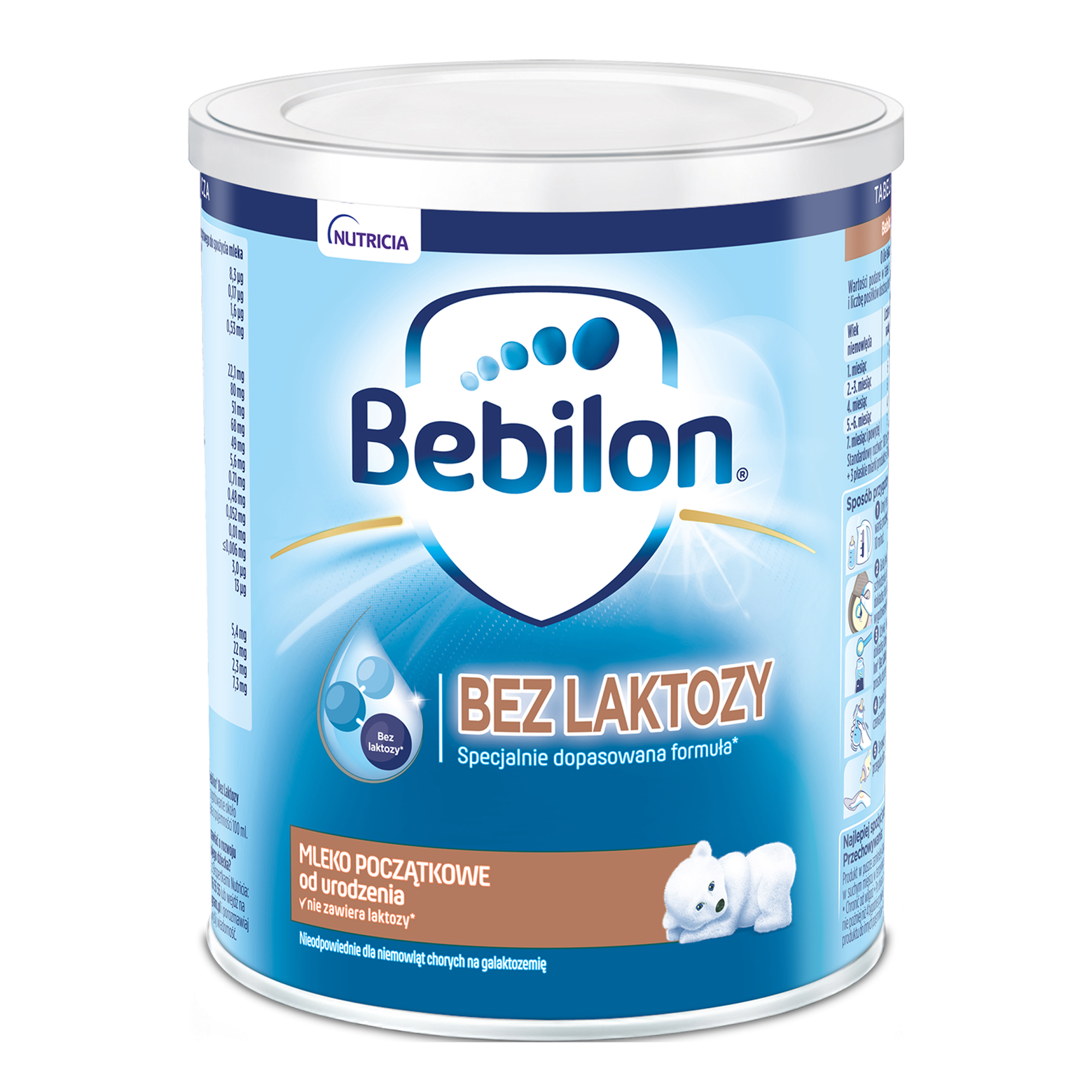 Bebilon bez laktozy mleko początkowe od urodzenia 400g zdjęcie