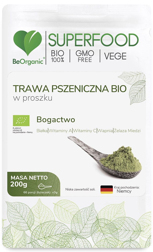 BeOrganic, Trawa pszeniczna Bio w proszku, 200 g zdjęcie