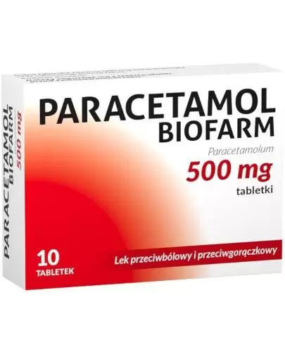 Biofarm Paracetamol 500 mg 10 tabletek zdjęcie