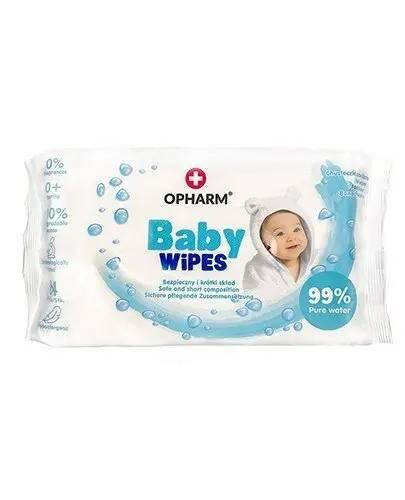 Opharm Baby Wipes Chusteczki nawilżane 0+ms, 64 sztuki zdjęcie