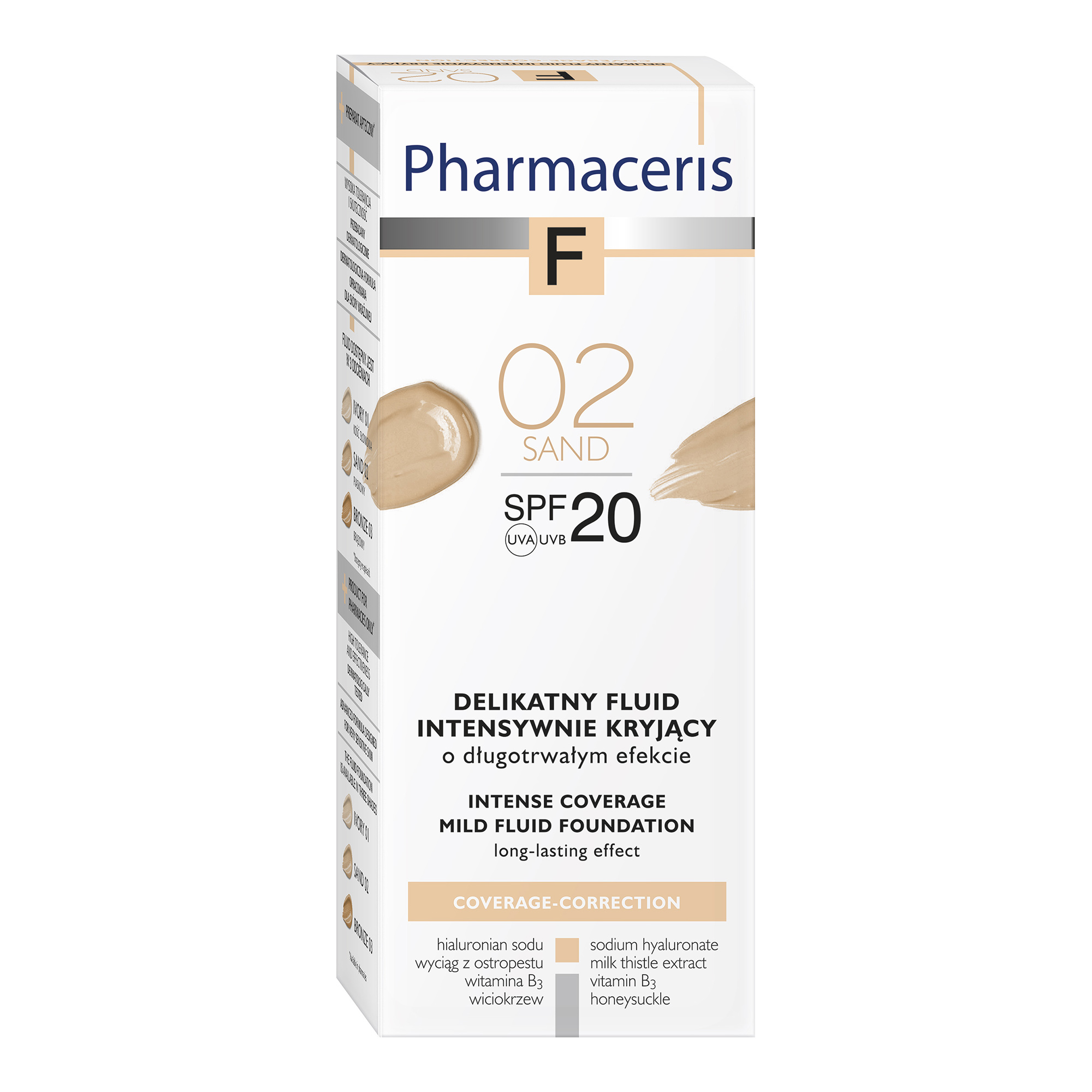 Pharmaceris F, delikatny fluid intensywnie kryjący, Sand 02, SPF 20, 30 ml zdjęcie