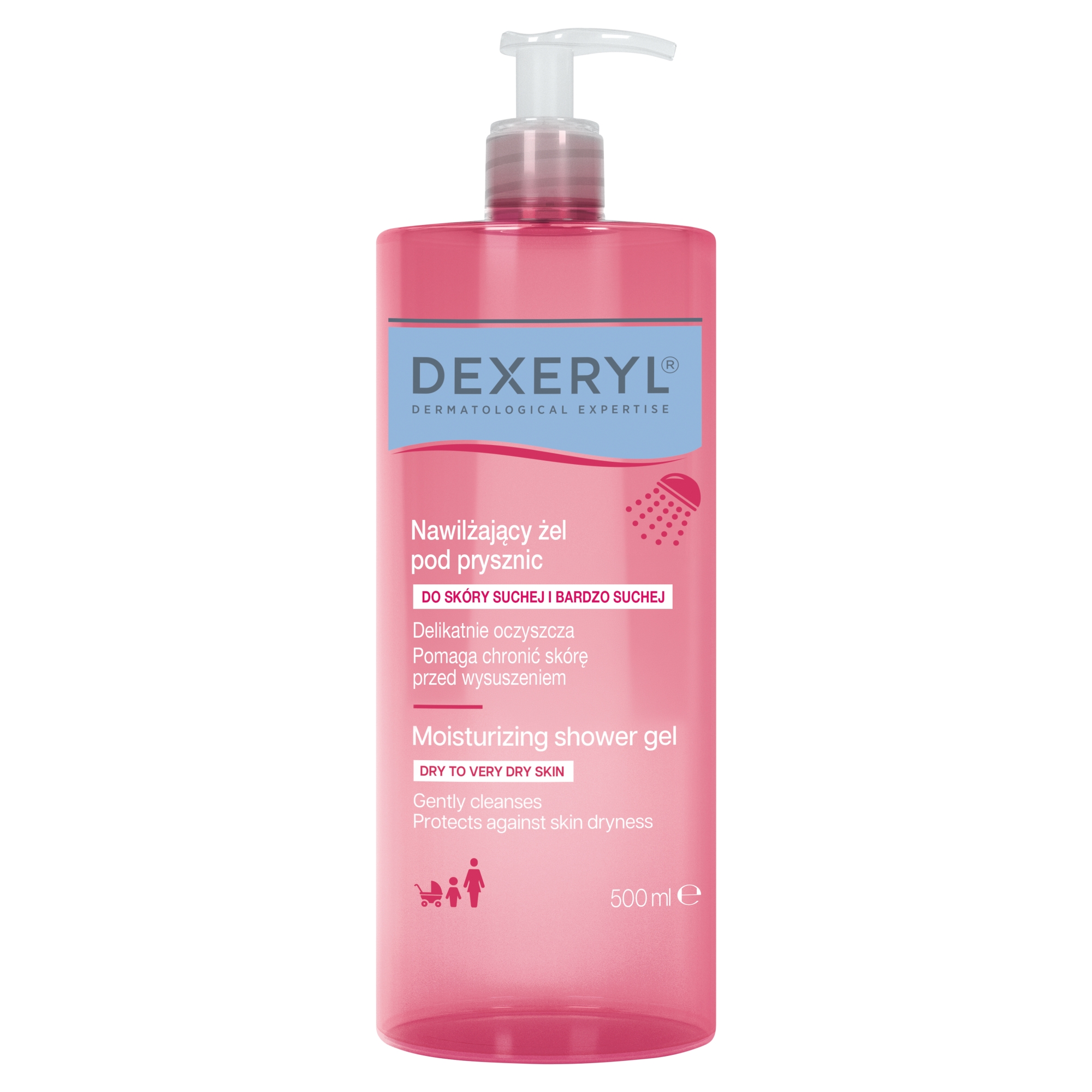 Dexeryl Nawilżający żel pod prysznic 2w1 oczyszczanie i nawilżanie, 500 ml zdjęcie