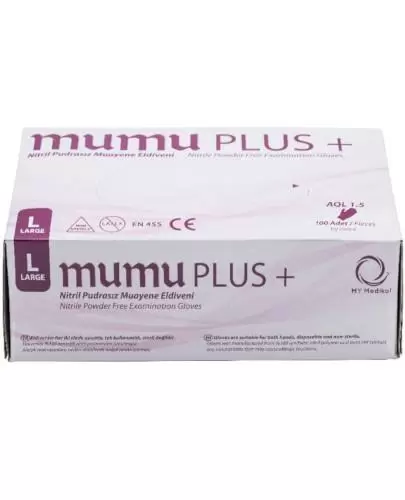 Mumu Plus+ rękawice nitrylowe bezpudrowe rozmiar L 100 sztuk zdjęcie