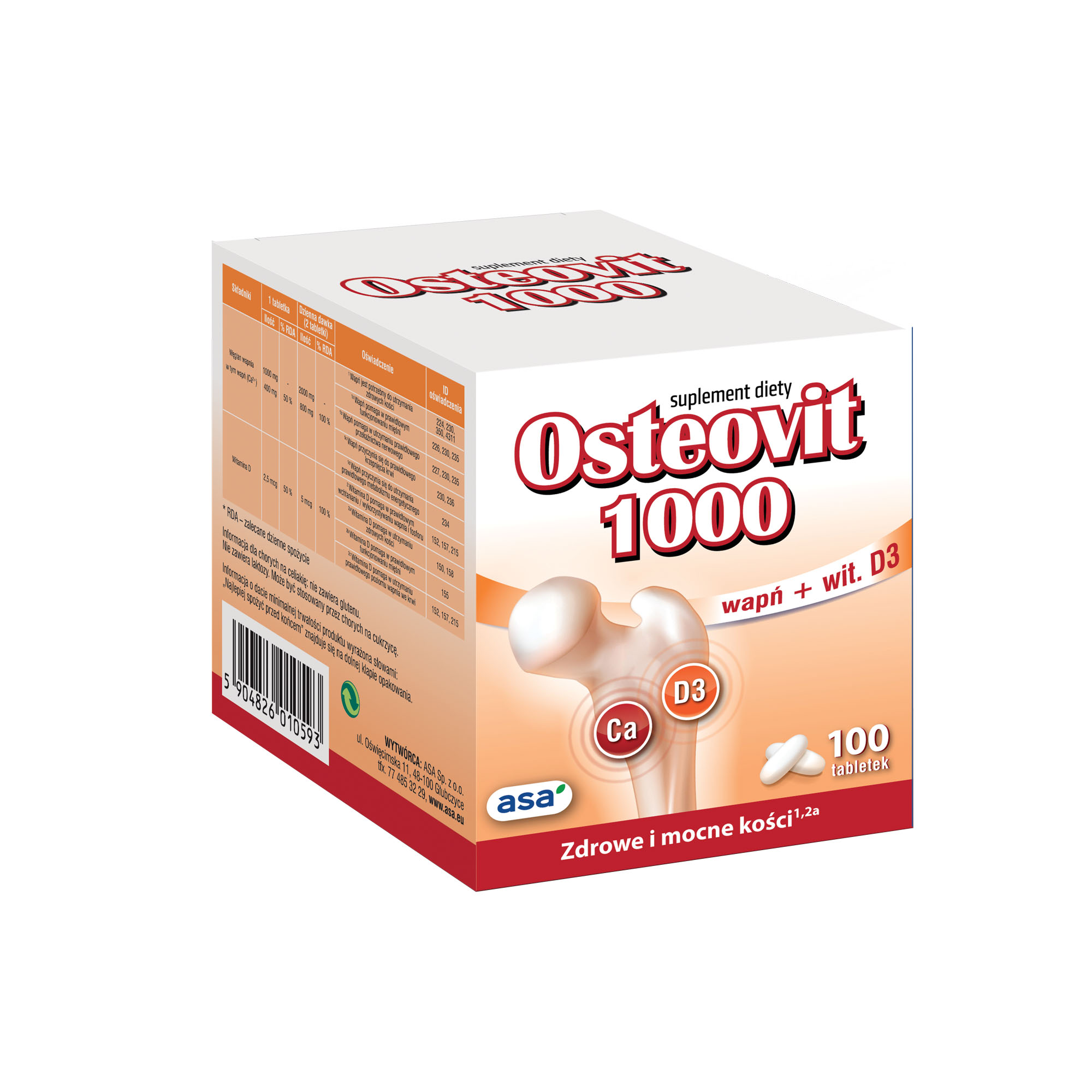 OSTEOVIT 1000, wapń na osteoporozę, 100 tabl.  zdjęcie