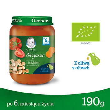 Nestlé Gerber Organic jarzynki z indykiem w pomidorach po 6 miesiącu 190 g