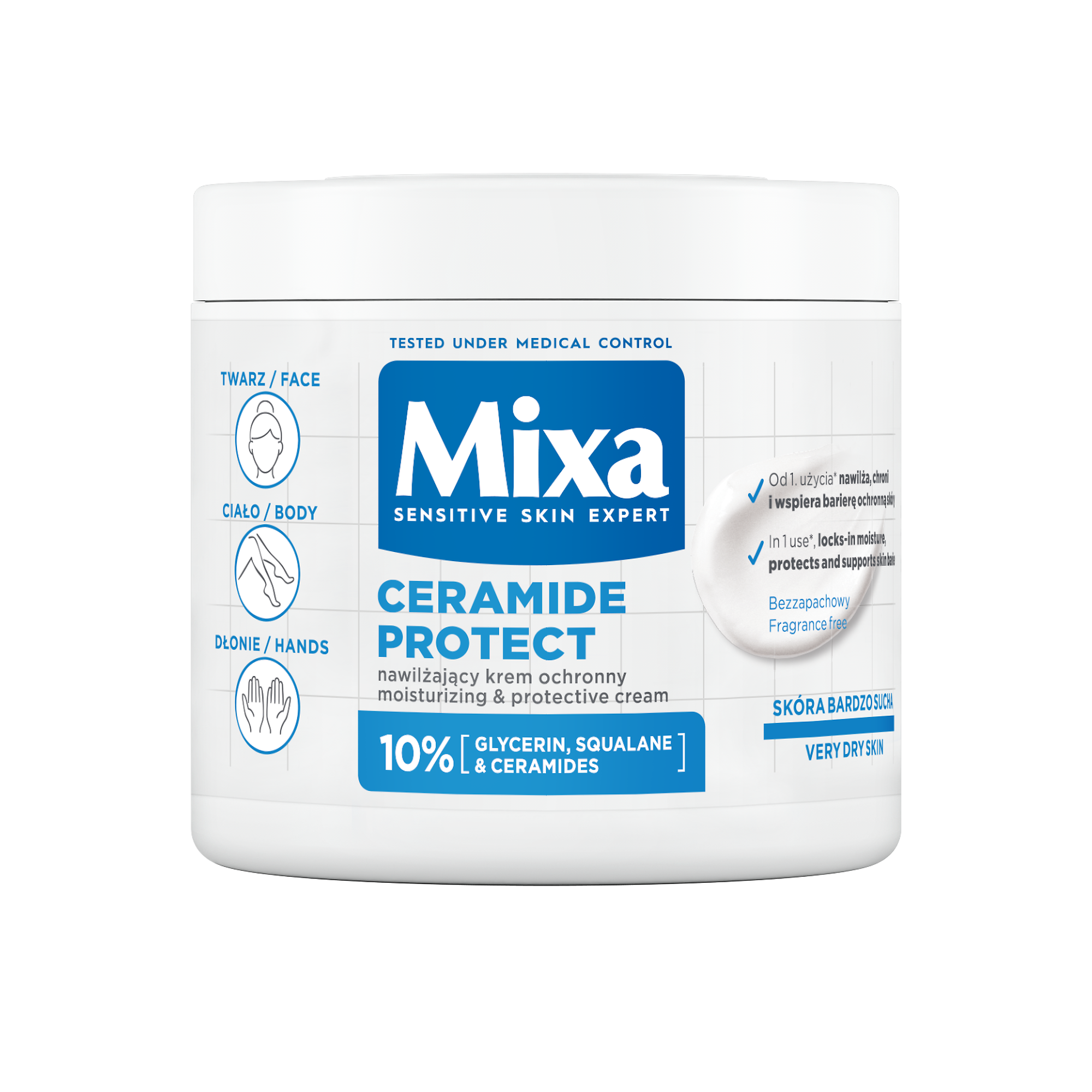 Mixa Ceramide Protect Nawilżający krem ochronny, 400 ml