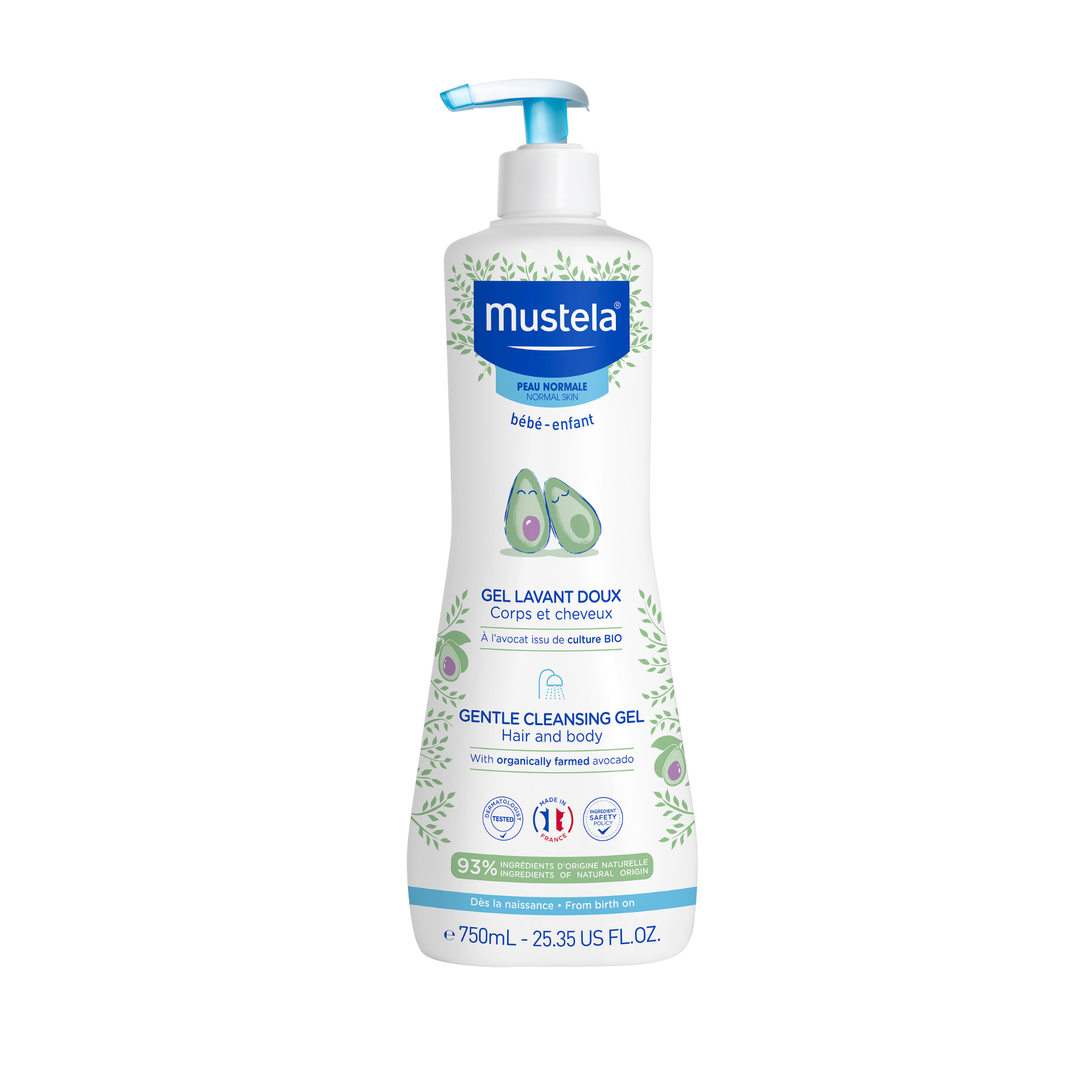 Mustela Bebe Enfant, delikatny żel do mycia włosów i ciała, 750 ml zdjęcie